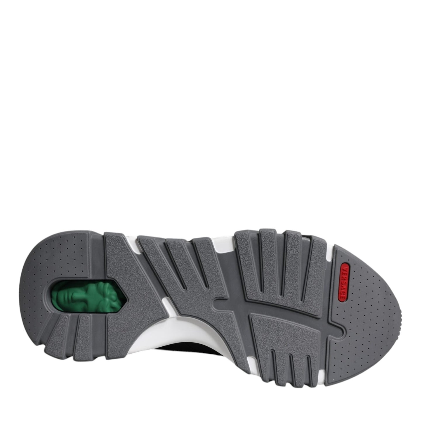 Versace Black Leather Neoprene Chunky Low Top Sneakers Squalo Shoes