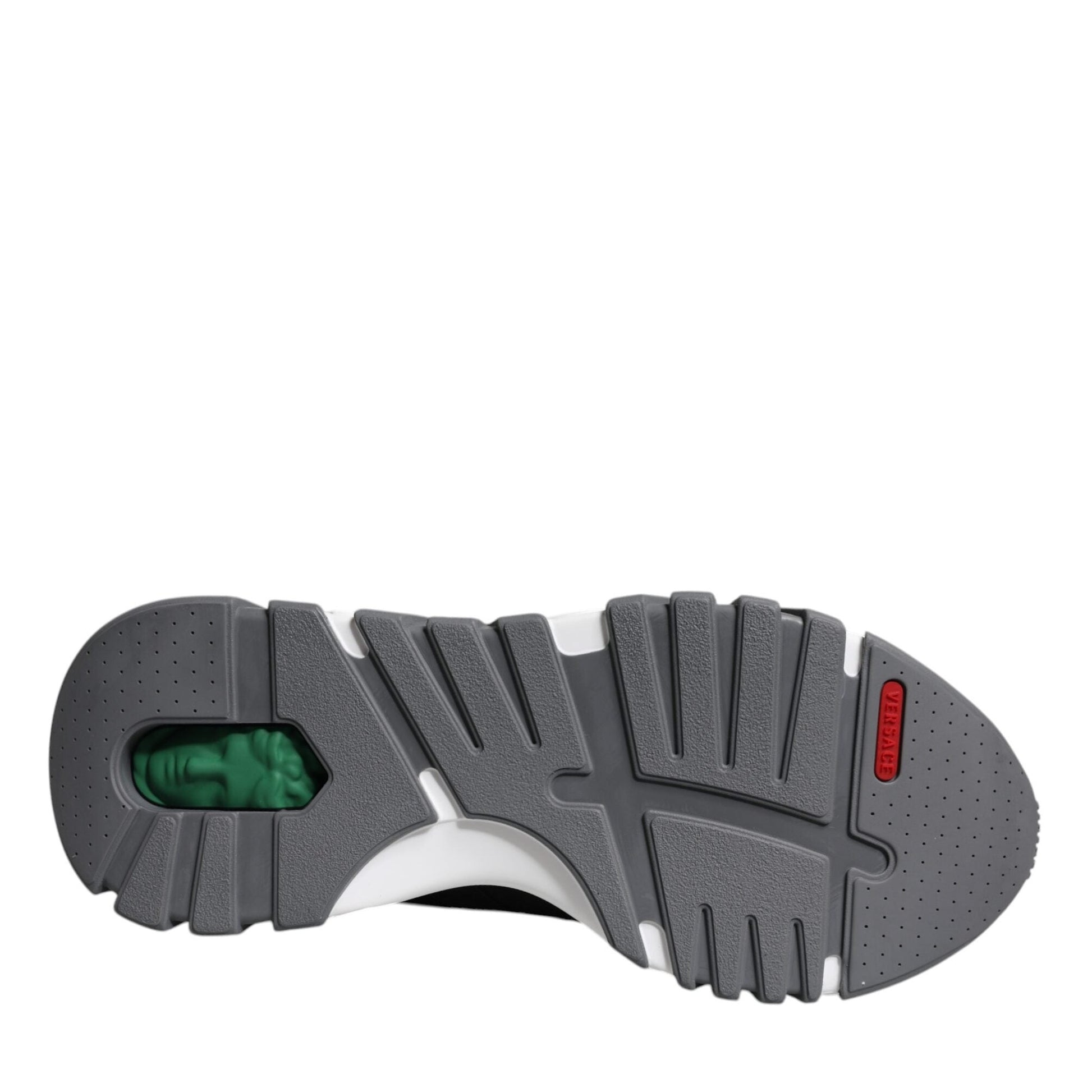 Versace Black Leather Neoprene Chunky Low Top Sneakers Squalo Shoes