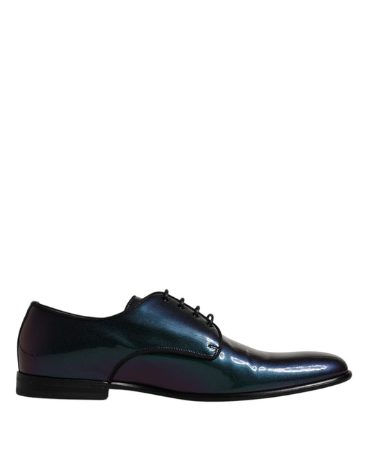 Dolce & Gabbana Peacock Patent Leather Derby Men Dress Shoes Dolce & Gabbana