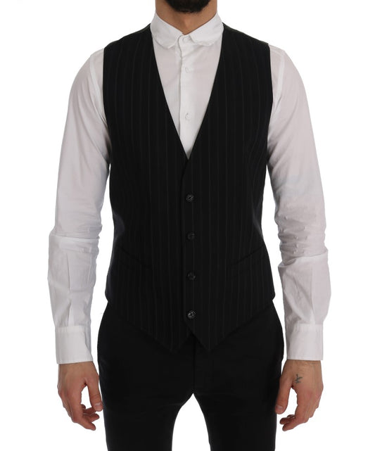 Dolce & Gabbana Black STAFF Cotton Striped Vest Dolce & Gabbana