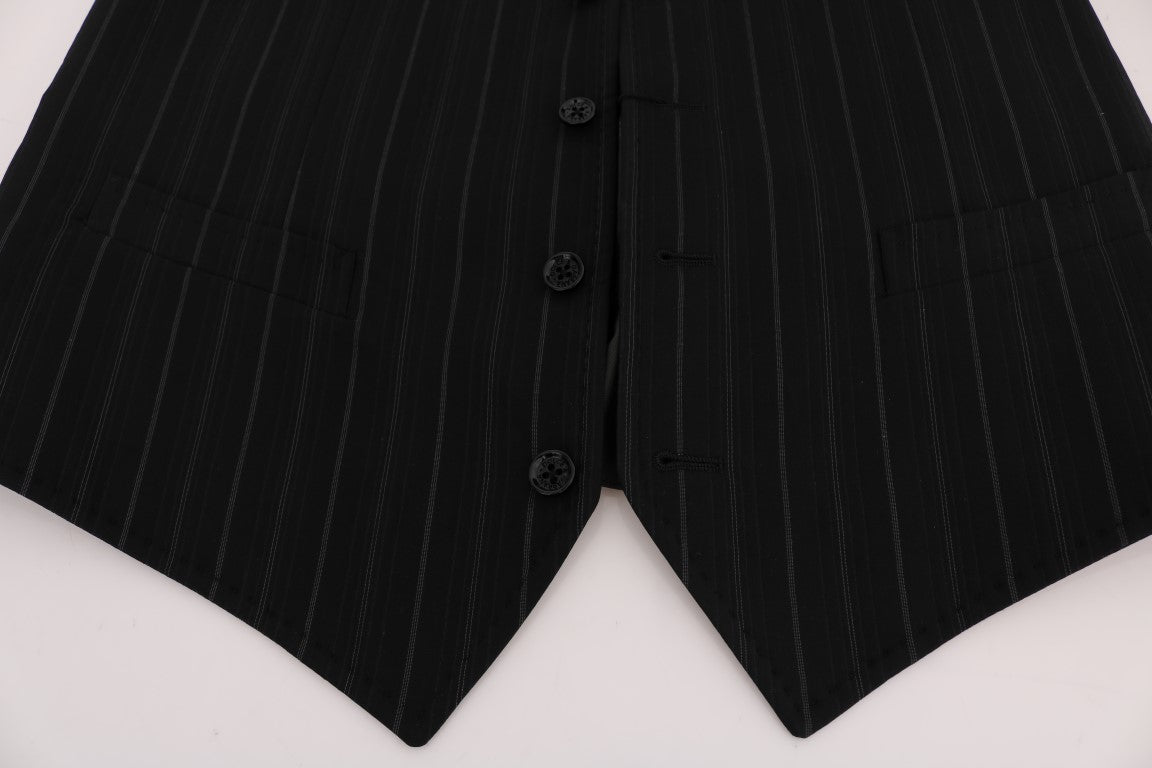 Dolce & Gabbana Black STAFF Cotton Striped Vest Dolce & Gabbana