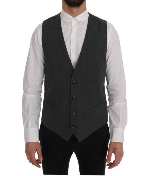 Dolce & Gabbana Gray STAFF Cotton Striped Vest Dolce & Gabbana
