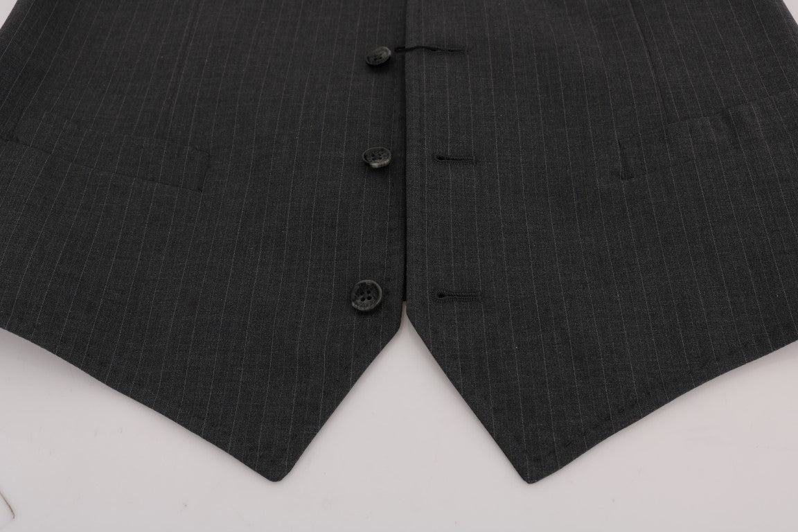 Dolce & Gabbana Gray STAFF Cotton Striped Vest Dolce & Gabbana