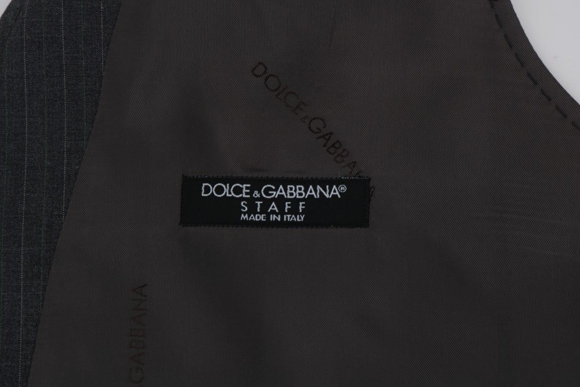 Dolce & Gabbana Gray STAFF Cotton Striped Vest Dolce & Gabbana