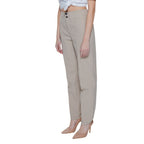 Beige Street One polyamide cropped pants with a relaxed fit, featuring a high waist and casual style.