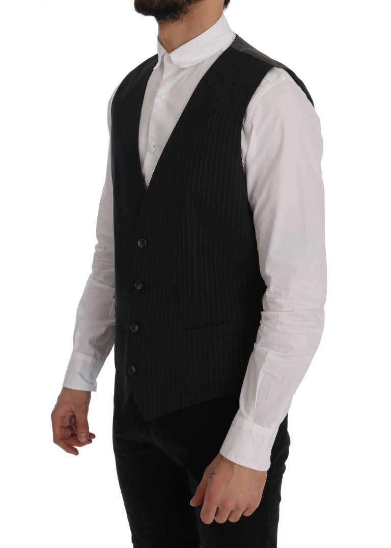 Dolce & Gabbana Gray STAFF Cotton Striped Vest Dolce & Gabbana
