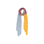 Bicolor Pieces recycled polyester scarf with vibrant, contrasting colors, showcasing a stylish and eco-friendly accessory.