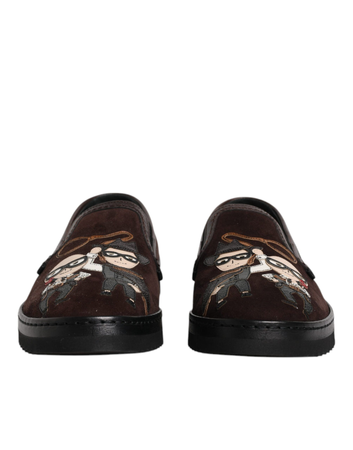 Dolce & Gabbana Brown Suede DG Family Slip On Flats Shoes - Eljoys Fashion 