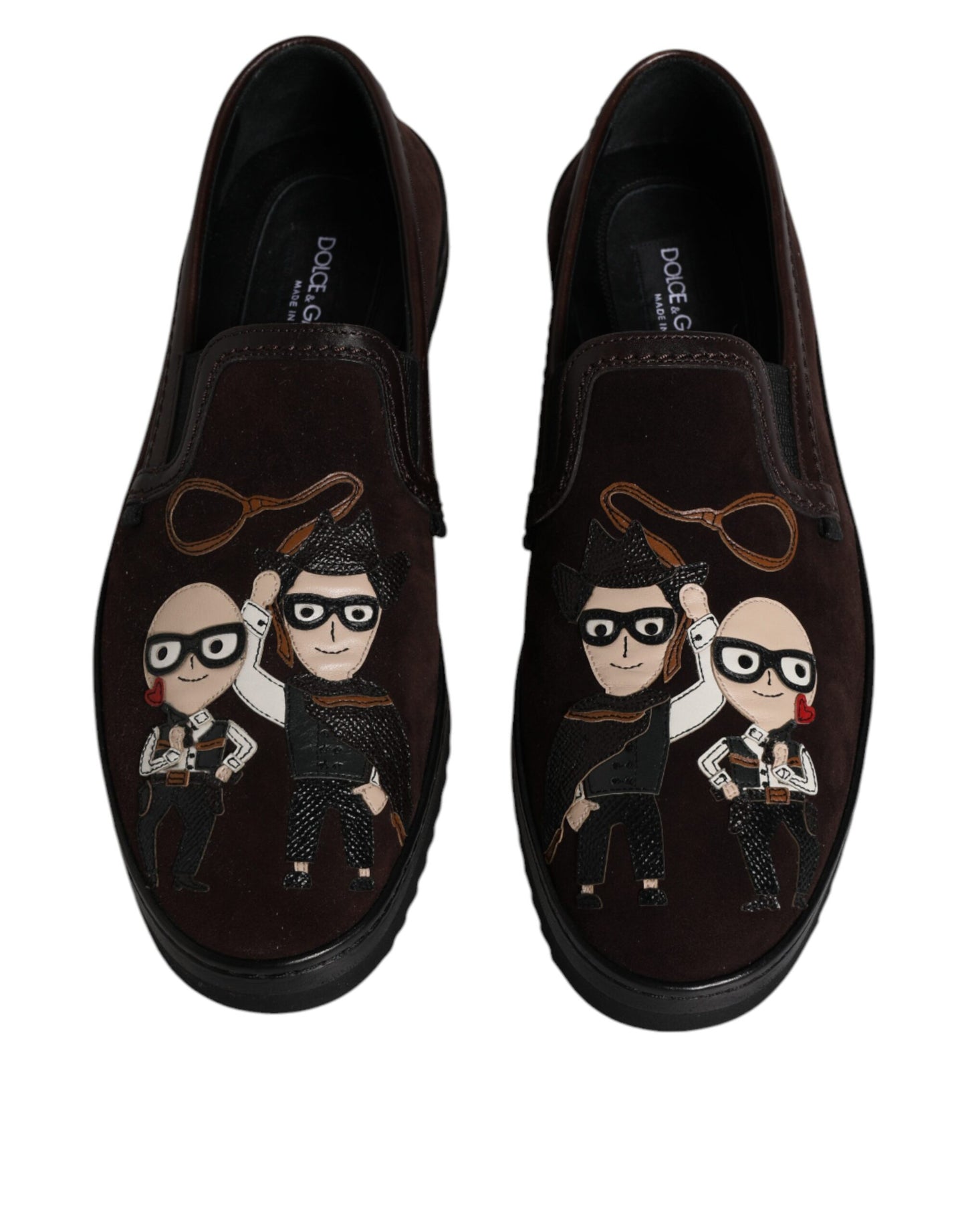 Dolce & Gabbana Brown Suede DG Family Slip On Flats Shoes Dolce & Gabbana