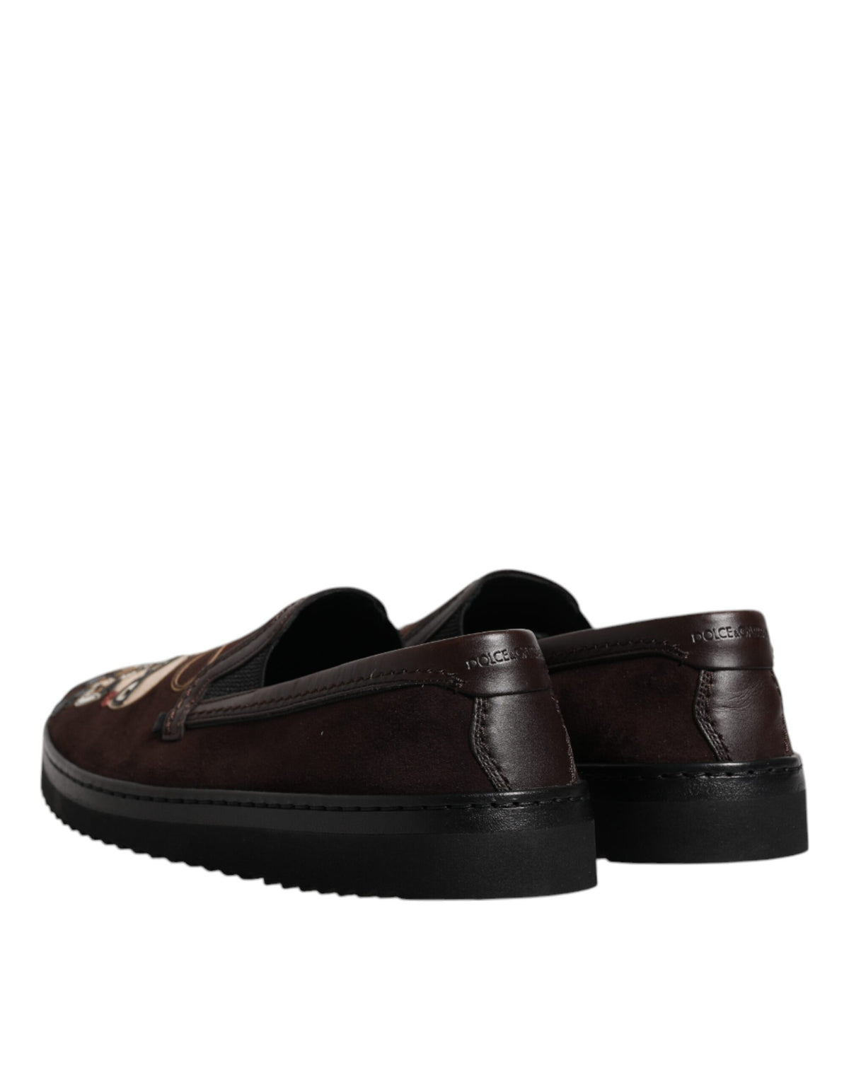 Dolce & Gabbana Brown Suede DG Family Slip On Flats Shoes - Eljoys Fashion 