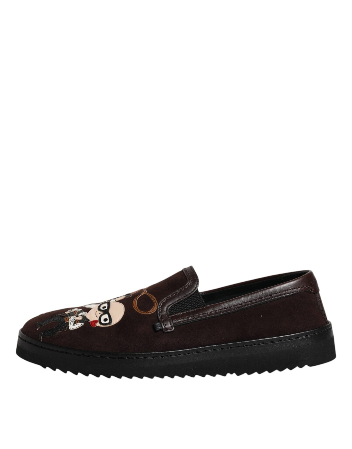 Dolce & Gabbana Brown Suede DG Family Slip On Flats Shoes Dolce & Gabbana