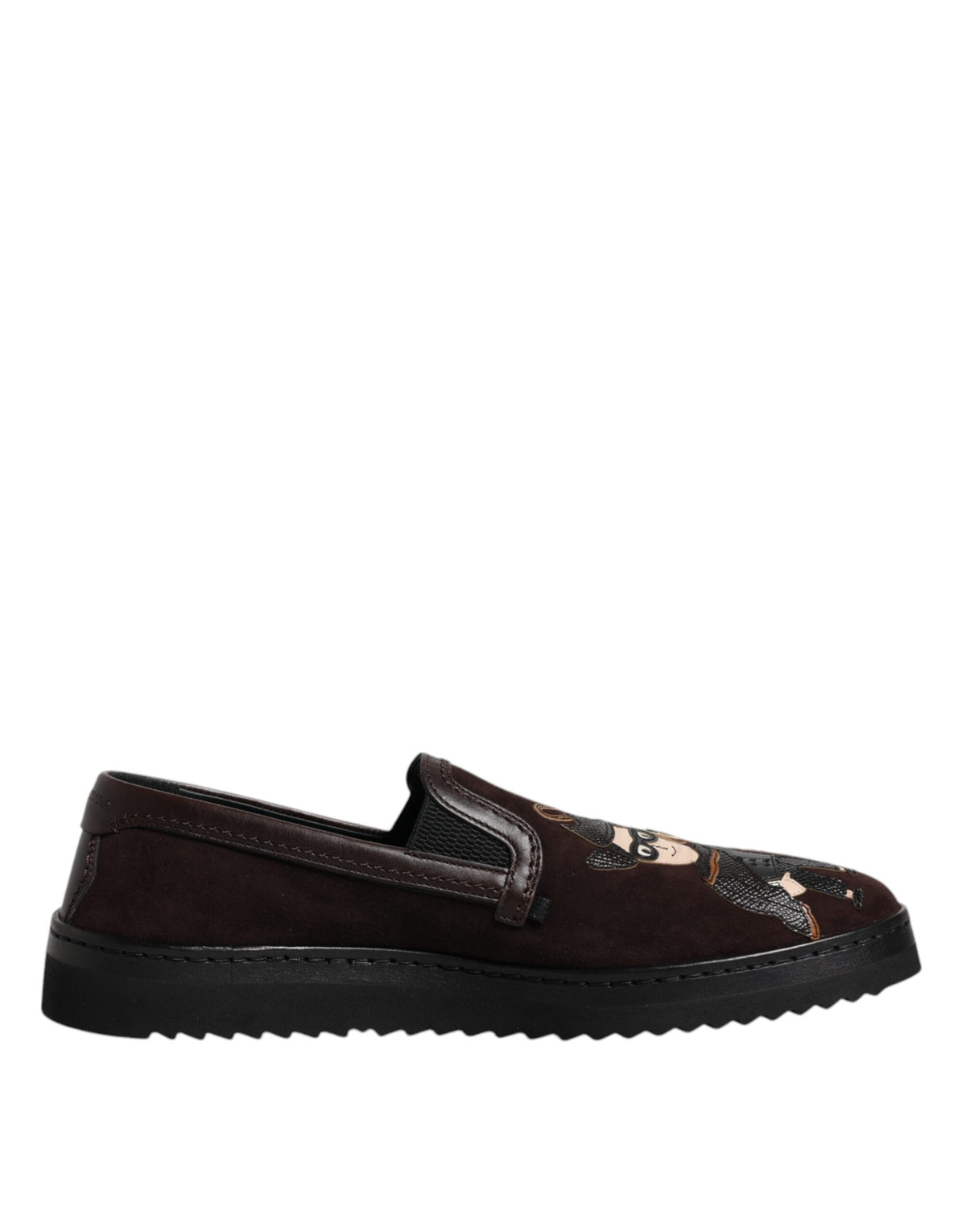 Dolce & Gabbana Brown Suede DG Family Slip On Flats Shoes - Eljoys Fashion 