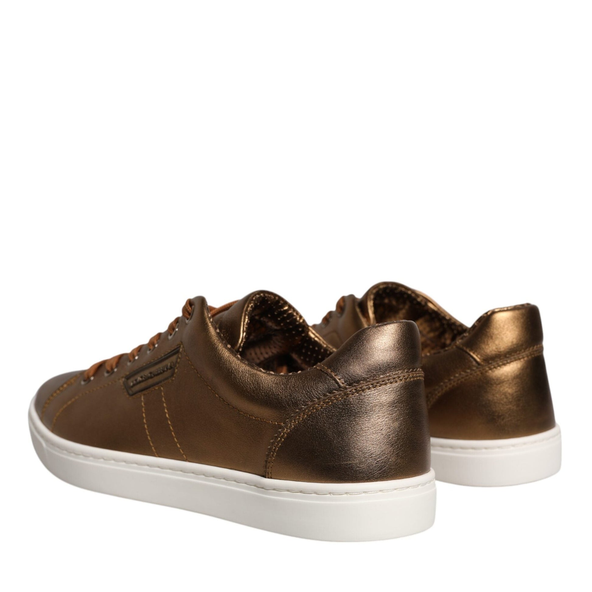 Dolce & Gabbana Gold Leather Logo London Men Sneaker Shoes