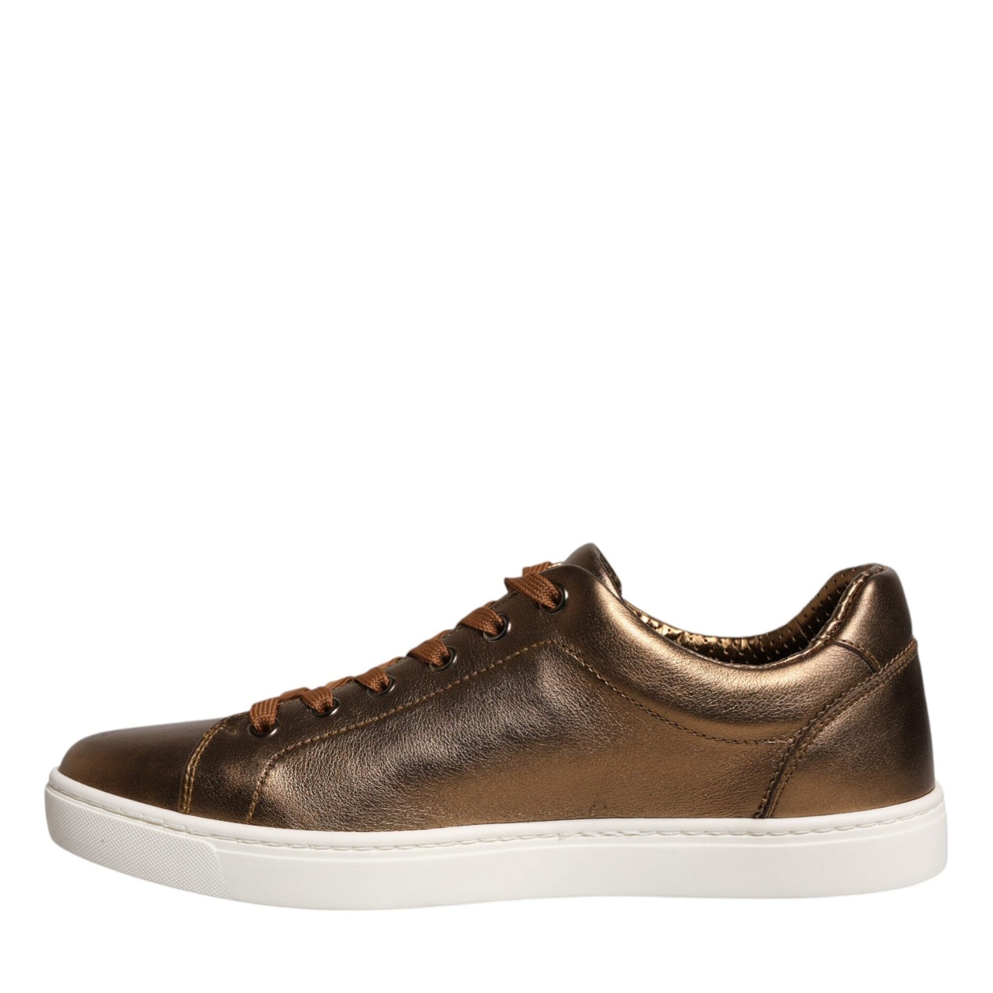 Dolce & Gabbana Gold Leather Logo London Men Sneaker Shoes