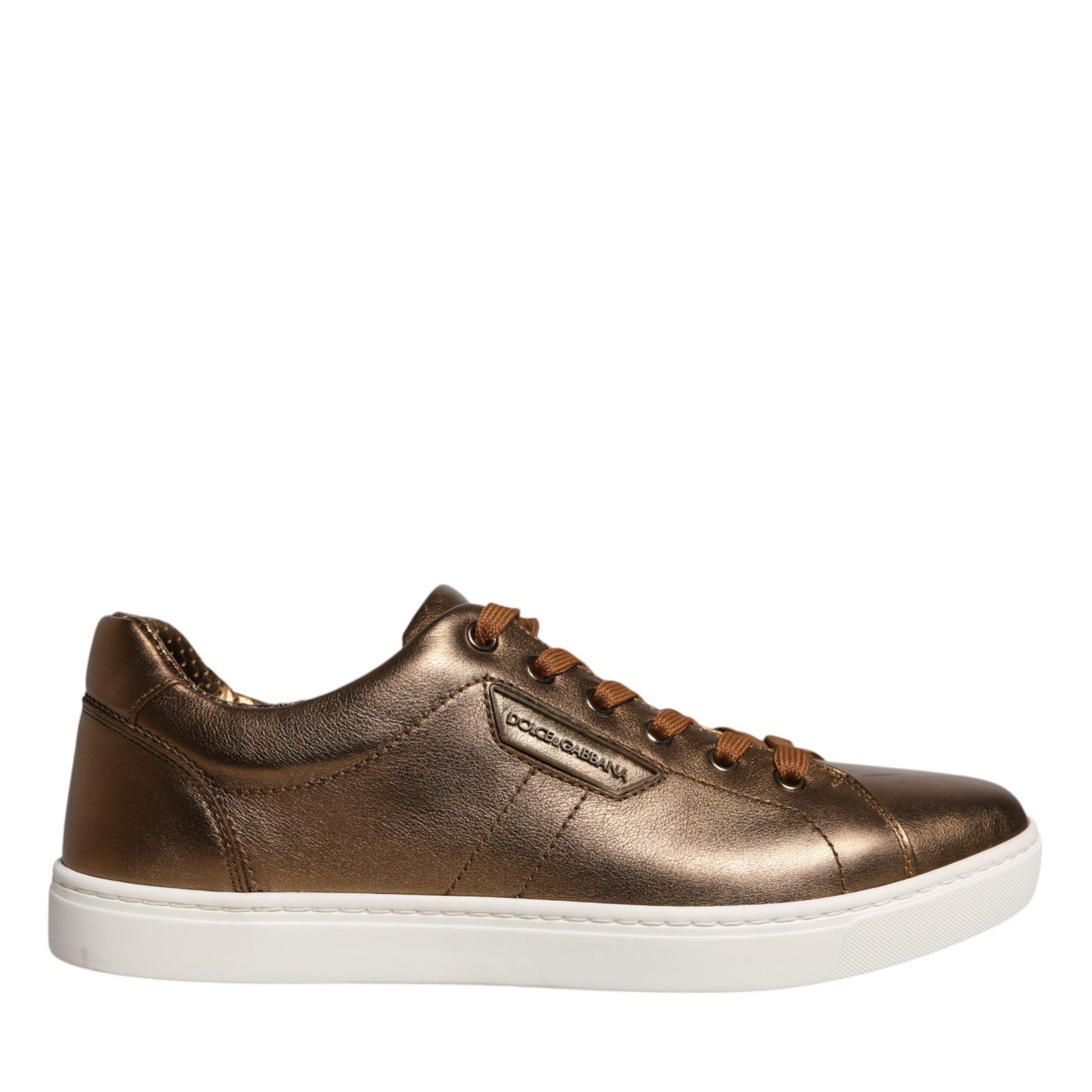 Dolce & Gabbana Gold Leather Logo London Men Sneaker Shoes
