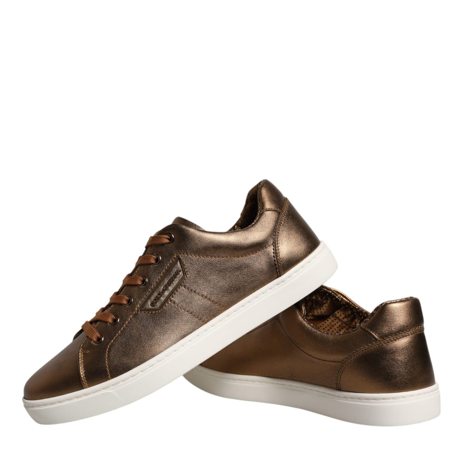 Dolce & Gabbana Gold Leather Logo London Men Sneaker Shoes