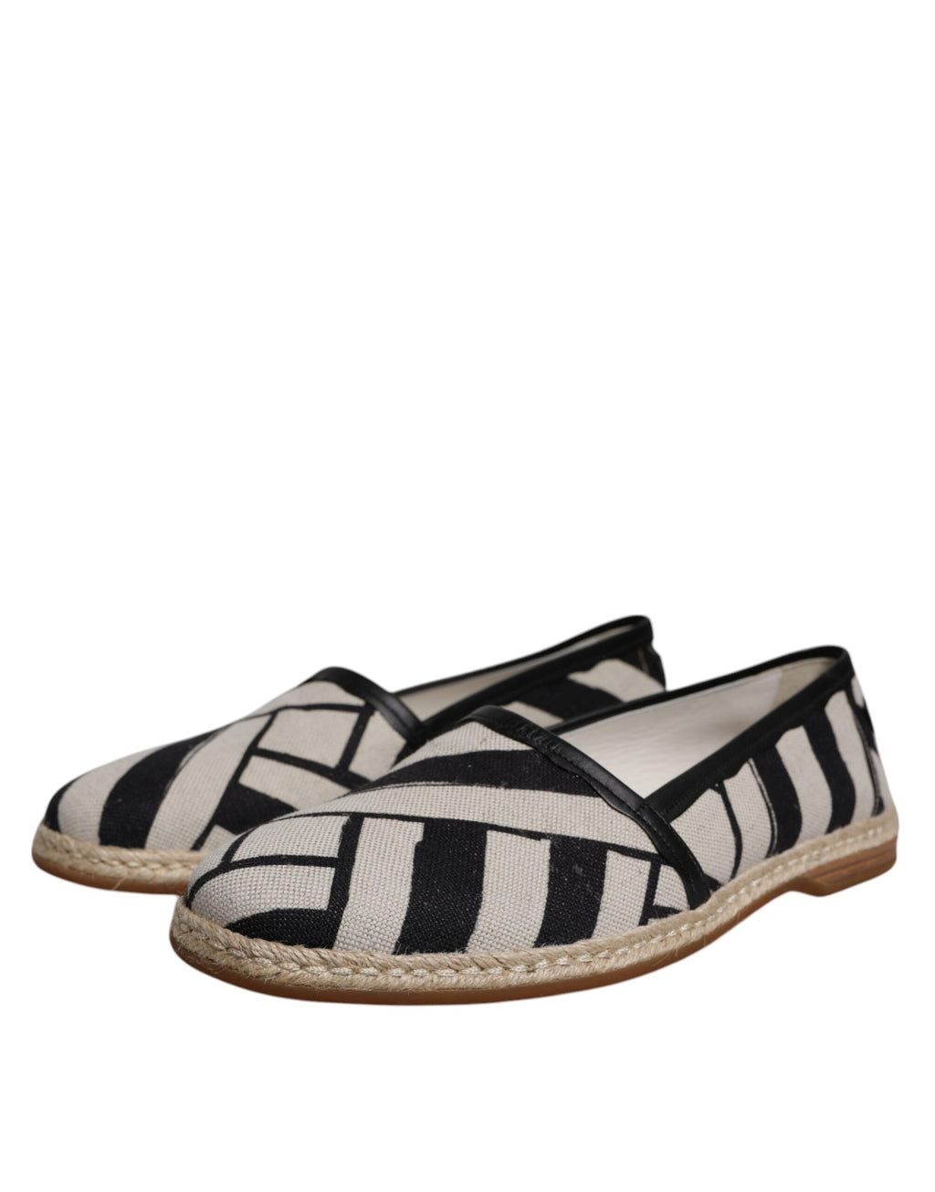 Dolce & Gabbana Black White Stripes Slip On Espadrille Shoes - Eljoys Fashion 
