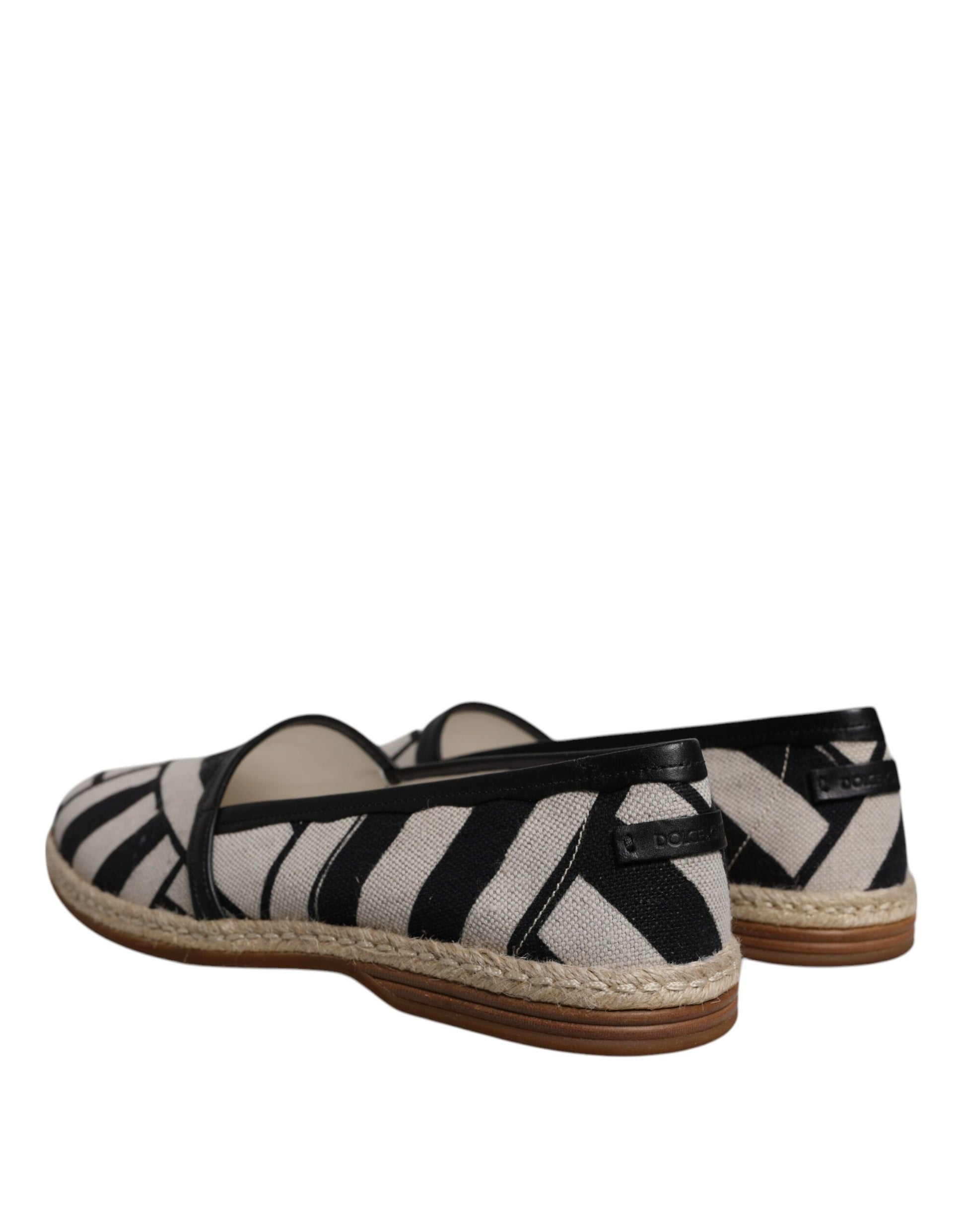 Dolce & Gabbana Black White Stripes Slip On Espadrille Shoes Dolce & Gabbana