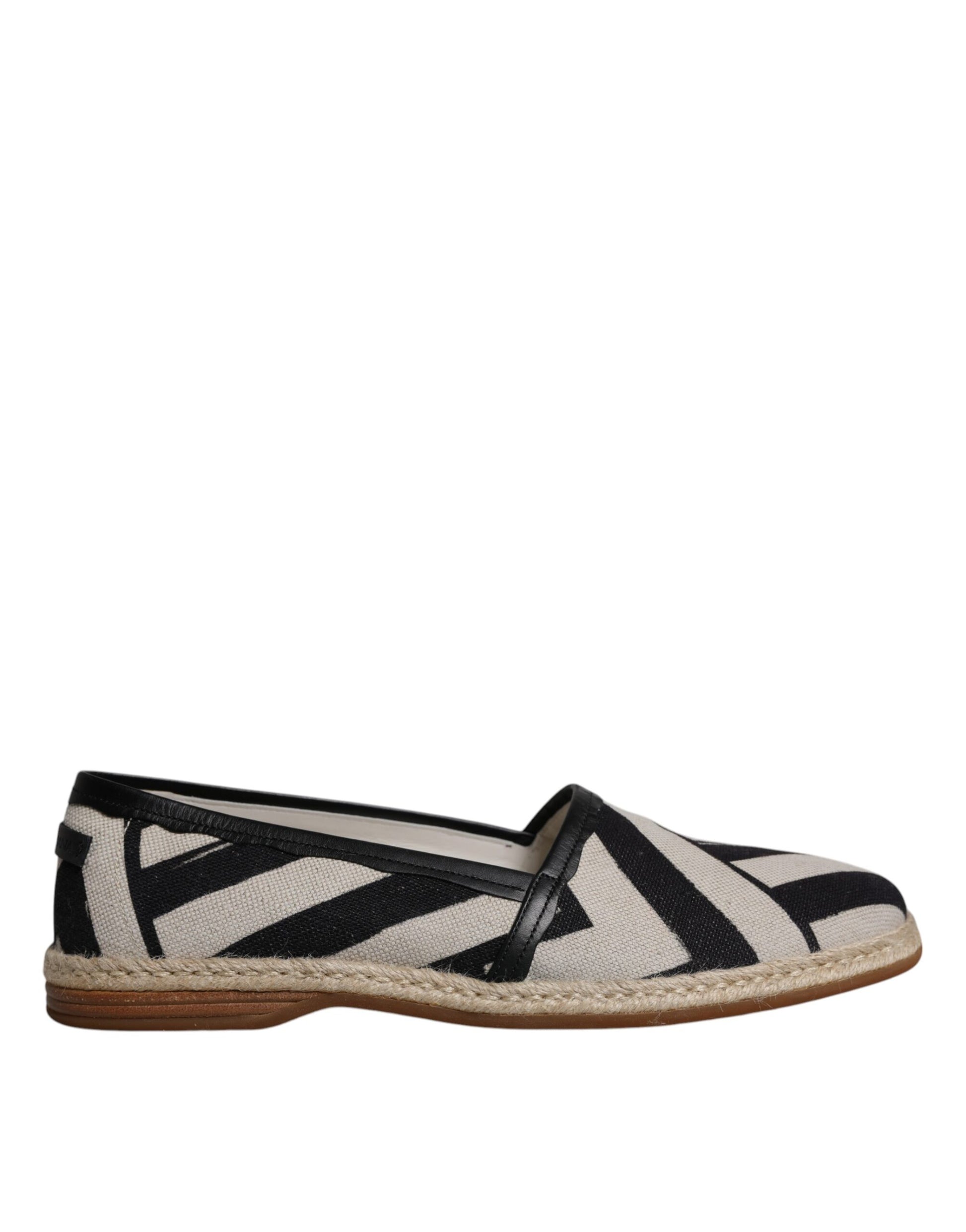 Dolce & Gabbana Black White Stripes Slip On Espadrille Shoes Dolce & Gabbana