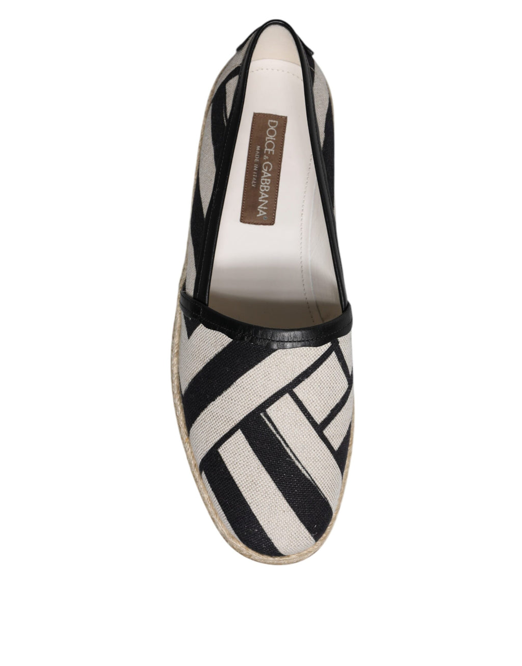 Dolce & Gabbana Black White Stripes Slip On Espadrille Shoes - Eljoys Fashion 