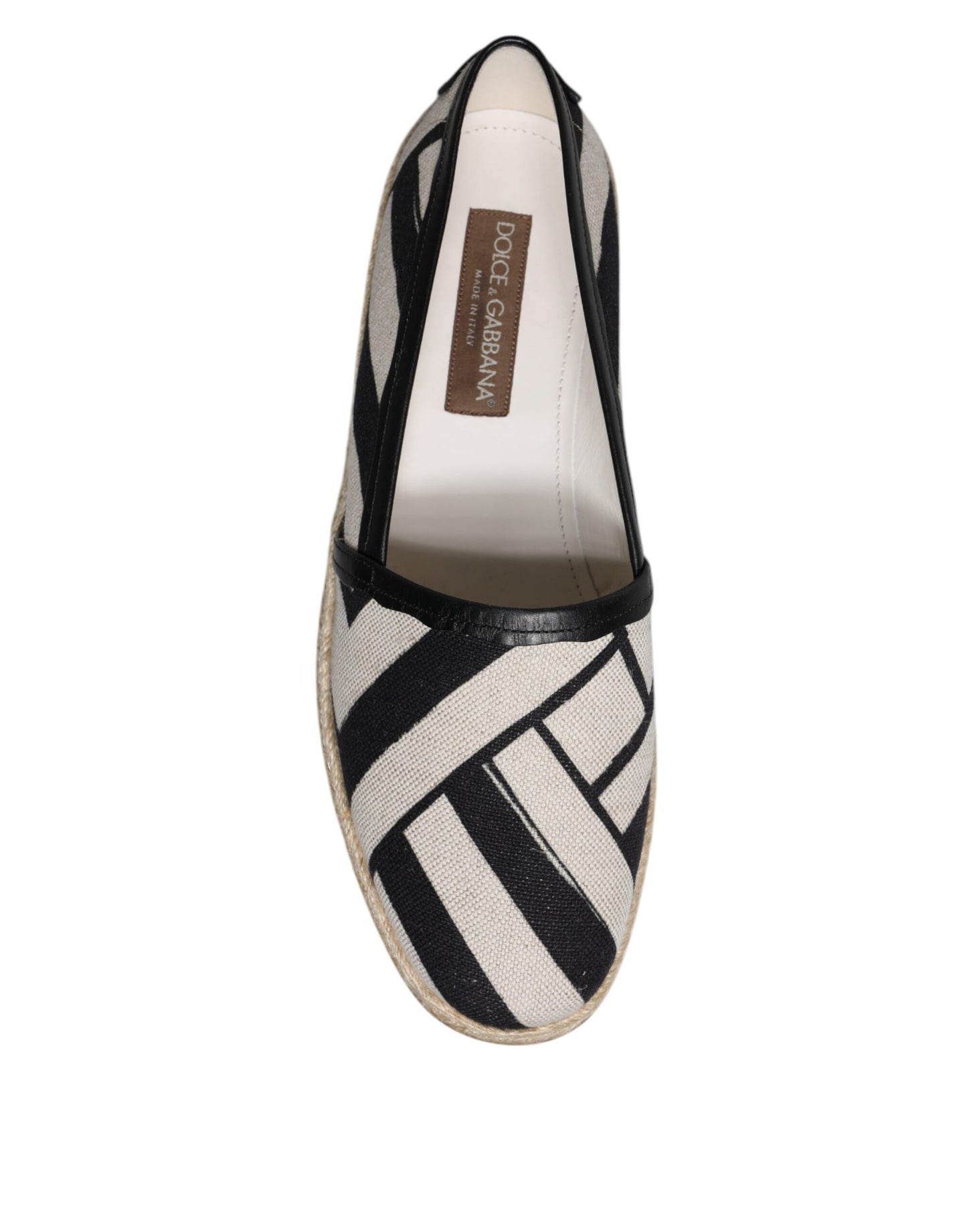 Dolce & Gabbana Black White Stripes Slip On Espadrille Shoes Dolce & Gabbana