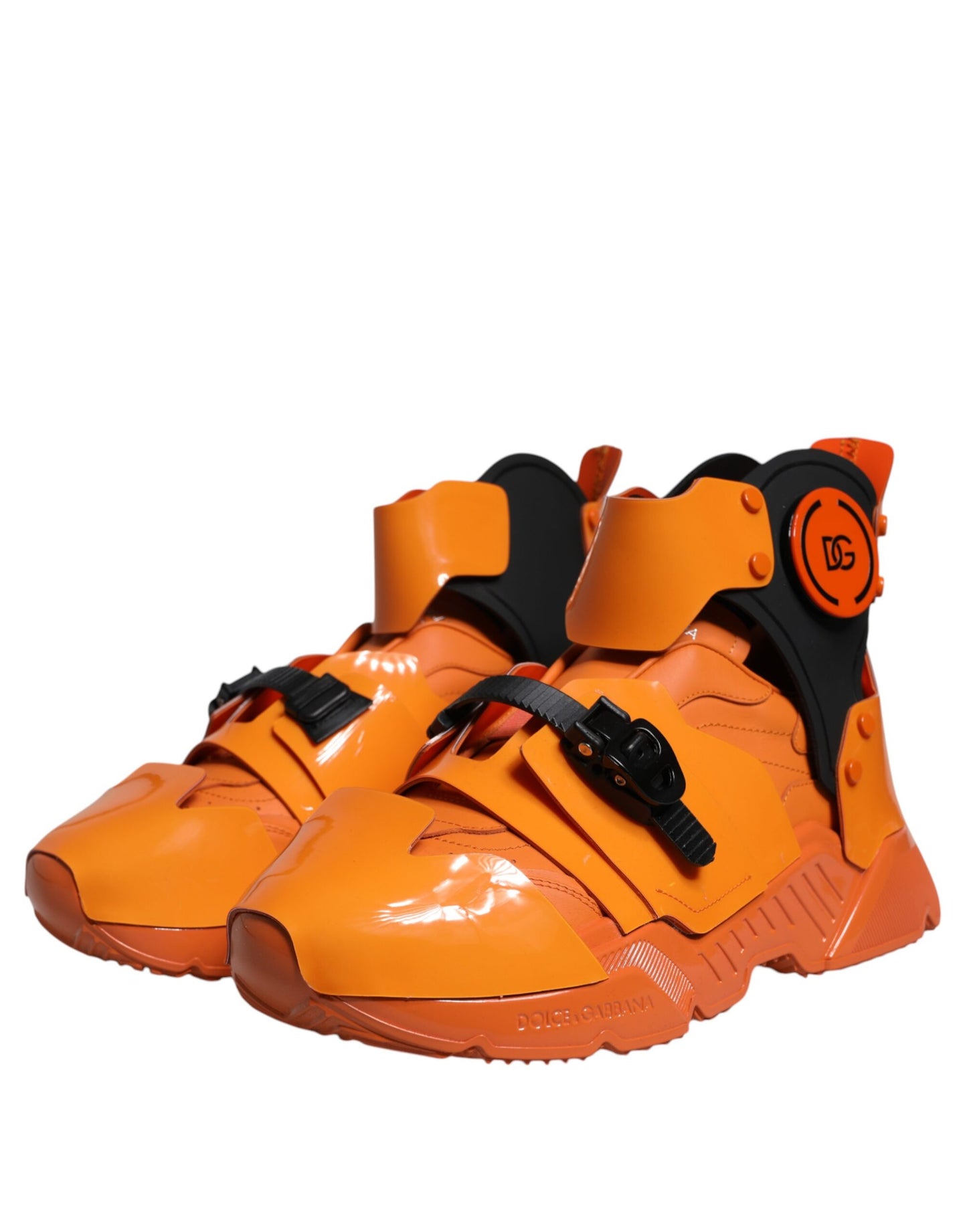 Dolce & Gabbana Orange Multi Panel Chunky High Top Sneakers Shoes Dolce & Gabbana