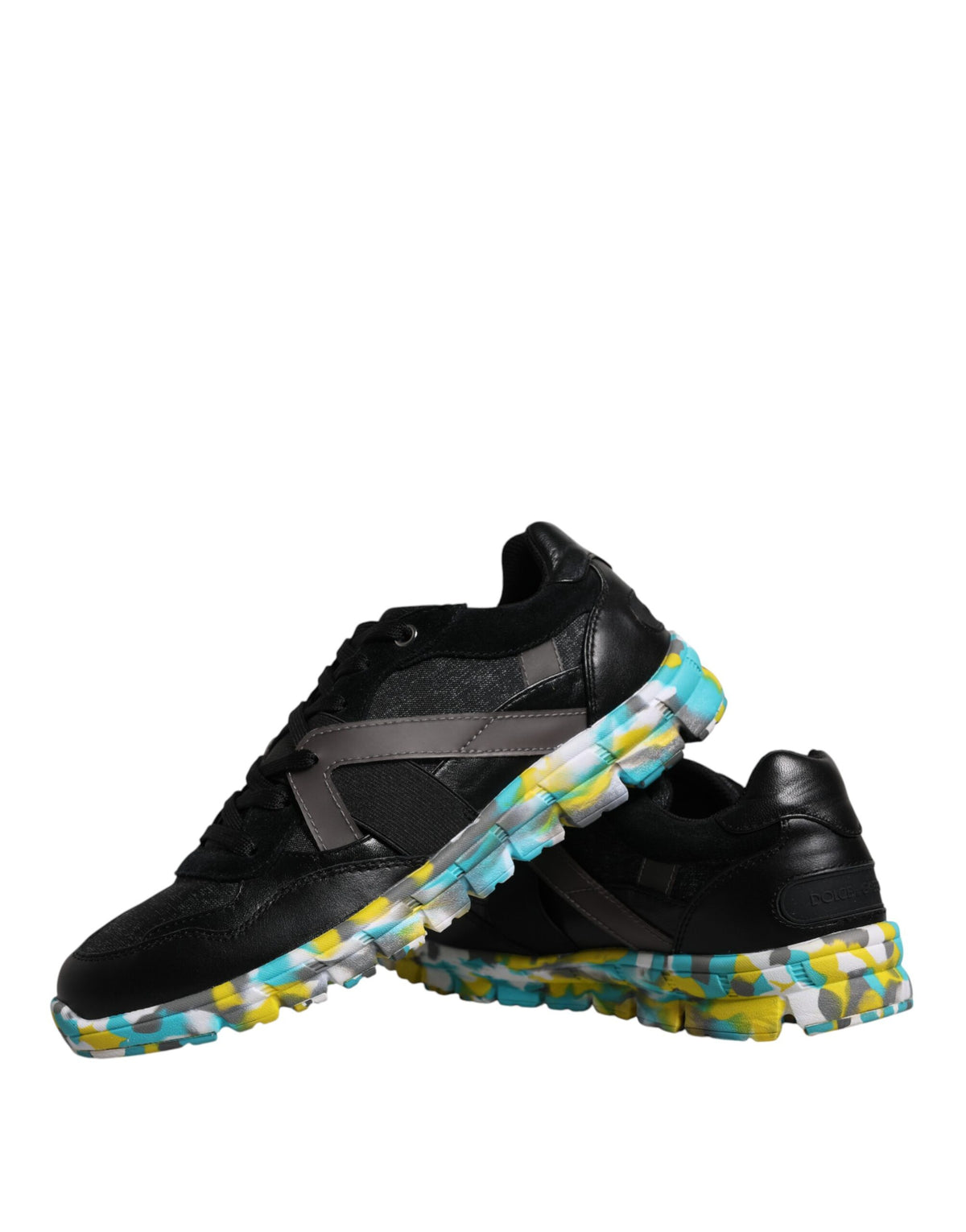 Dolce & Gabbana black polyester low-top men's sneakers with sleek design and lace-up closure.