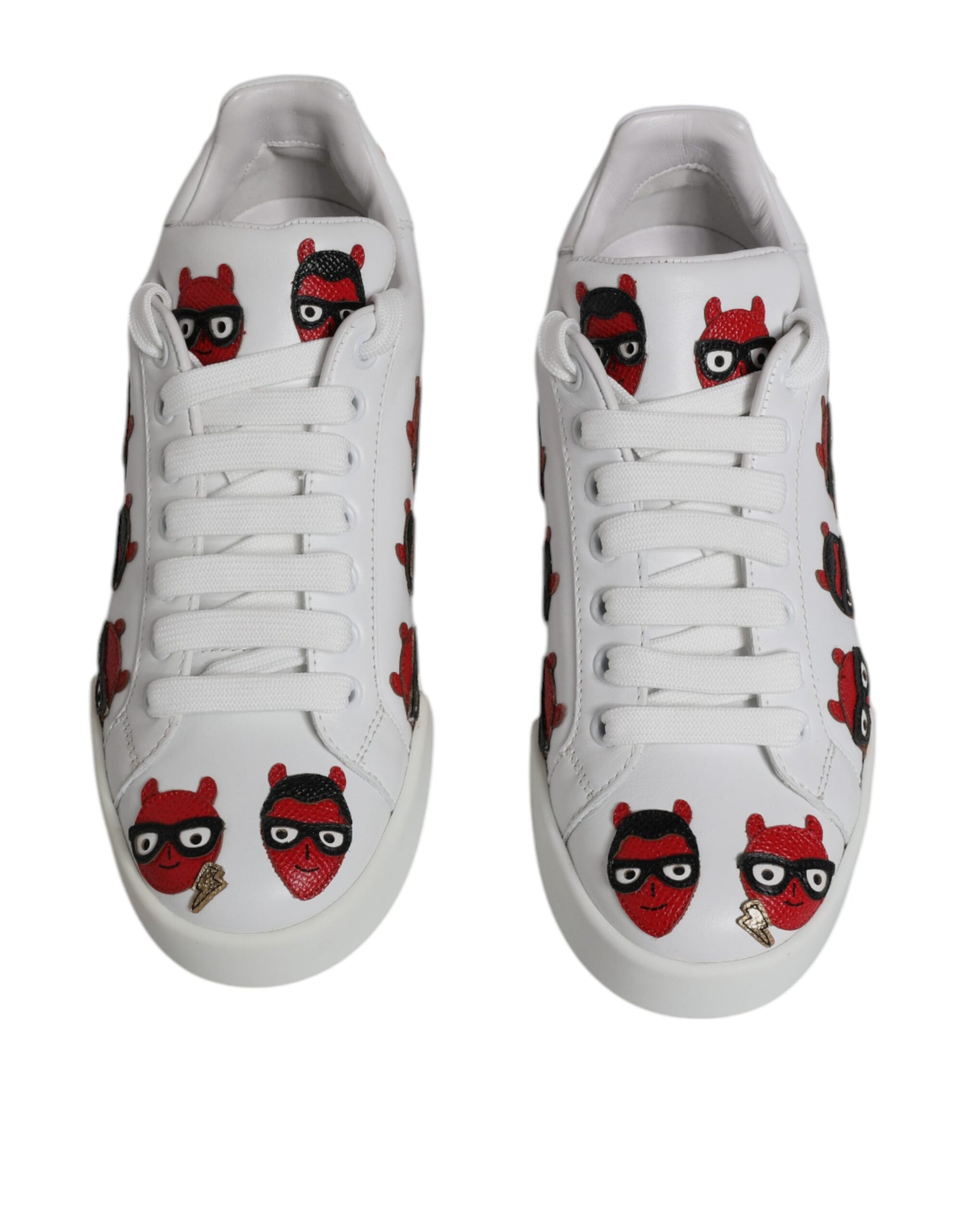 Dolce & Gabbana White Devil Face Portofino Sneakers Shoes Dolce & Gabbana