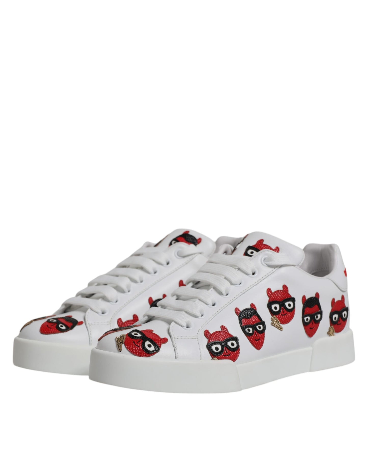 Dolce & Gabbana White Devil Face Portofino Sneakers Shoes Dolce & Gabbana