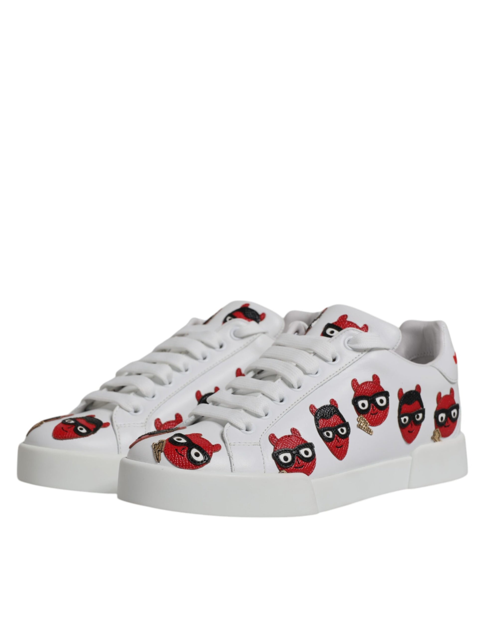 Dolce & Gabbana White Devil Face Portofino Sneakers Shoes Dolce & Gabbana