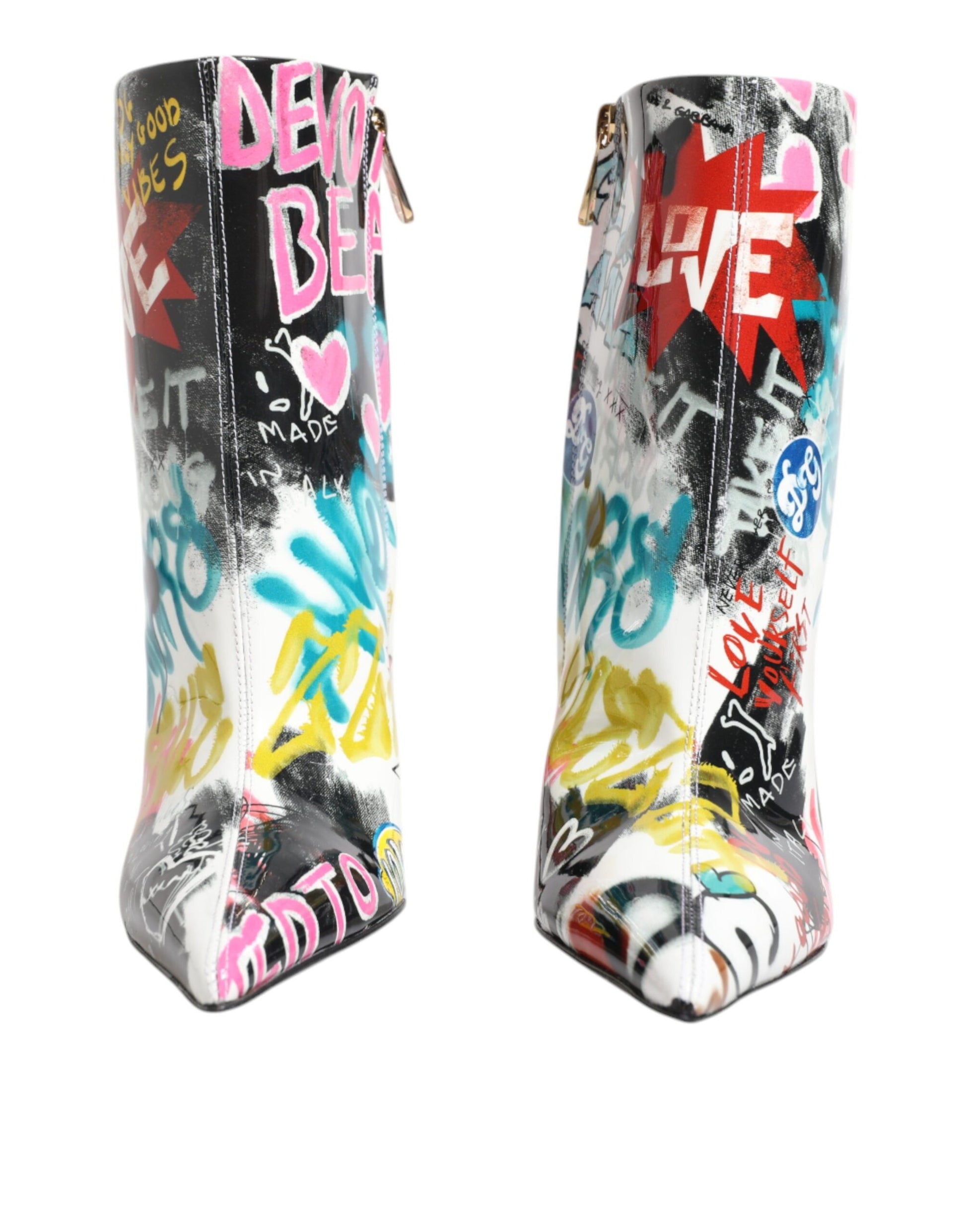 Dolce & Gabbana Multicolor Graffiti Keira Mid Calf Boots Shoes Dolce & Gabbana