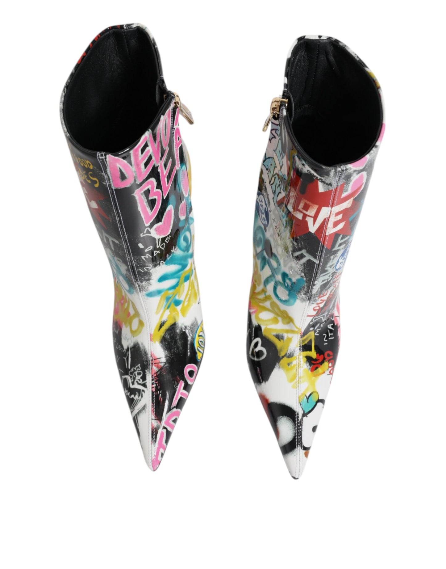 Dolce & Gabbana Multicolor Graffiti Keira Mid Calf Boots Shoes Dolce & Gabbana