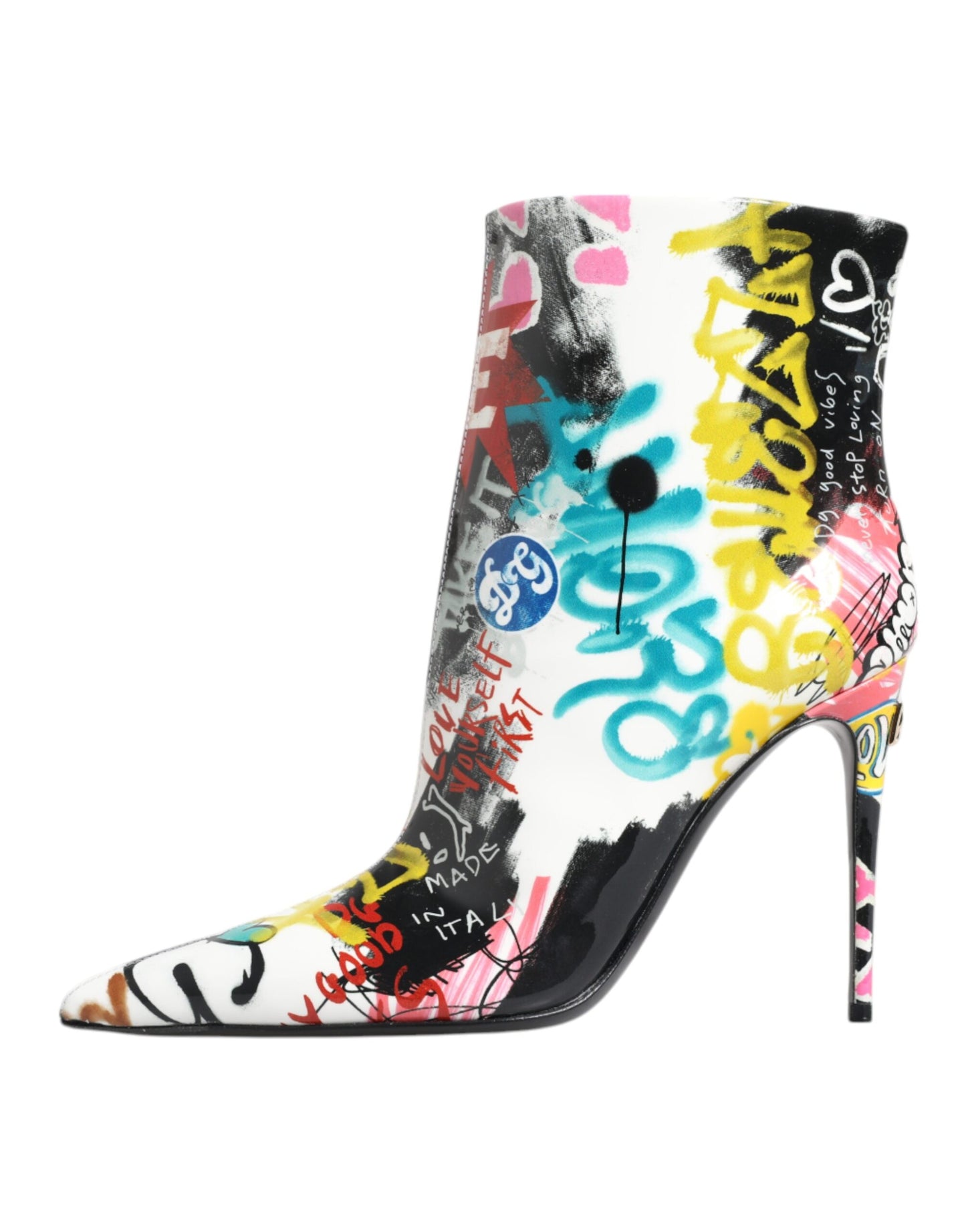 Dolce & Gabbana Multicolor Graffiti Keira Mid Calf Boots Shoes Dolce & Gabbana