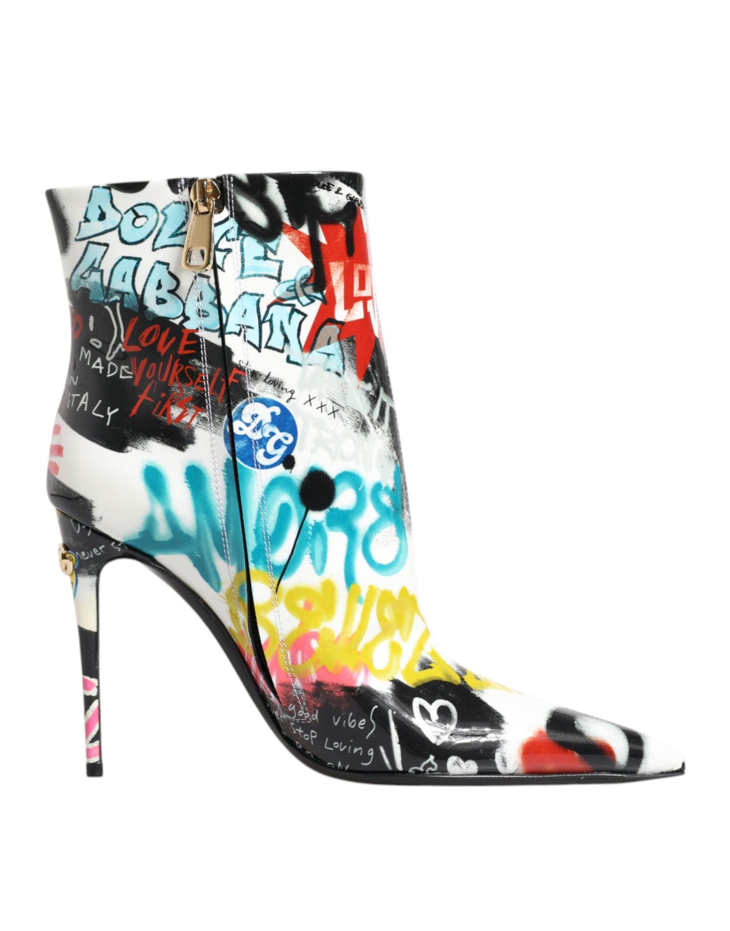 Dolce & Gabbana Multicolor Graffiti Keira Mid Calf Boots Shoes Dolce & Gabbana