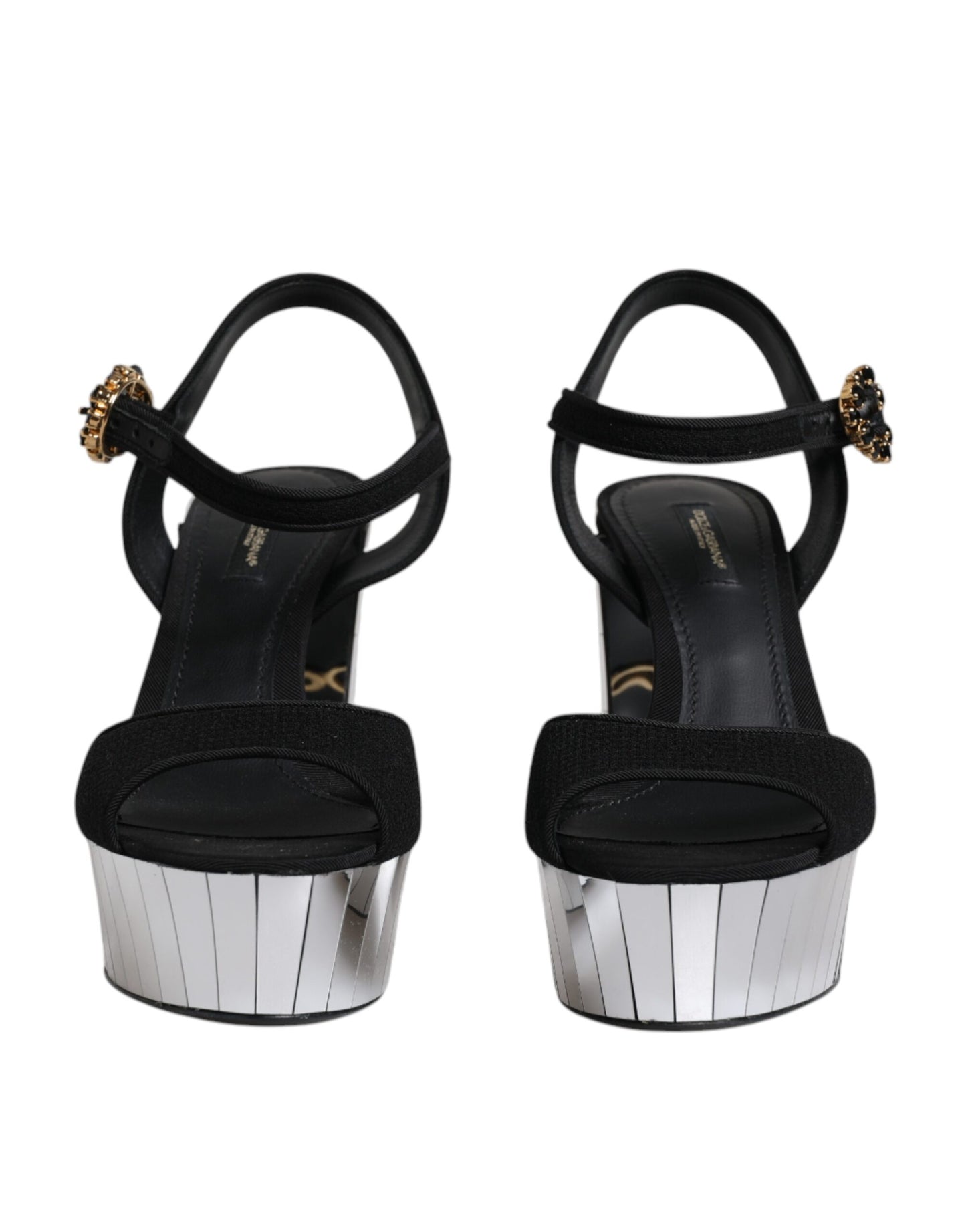 Dolce & Gabbana Black Mirror Heels Platform Sandals Shoes Dolce & Gabbana