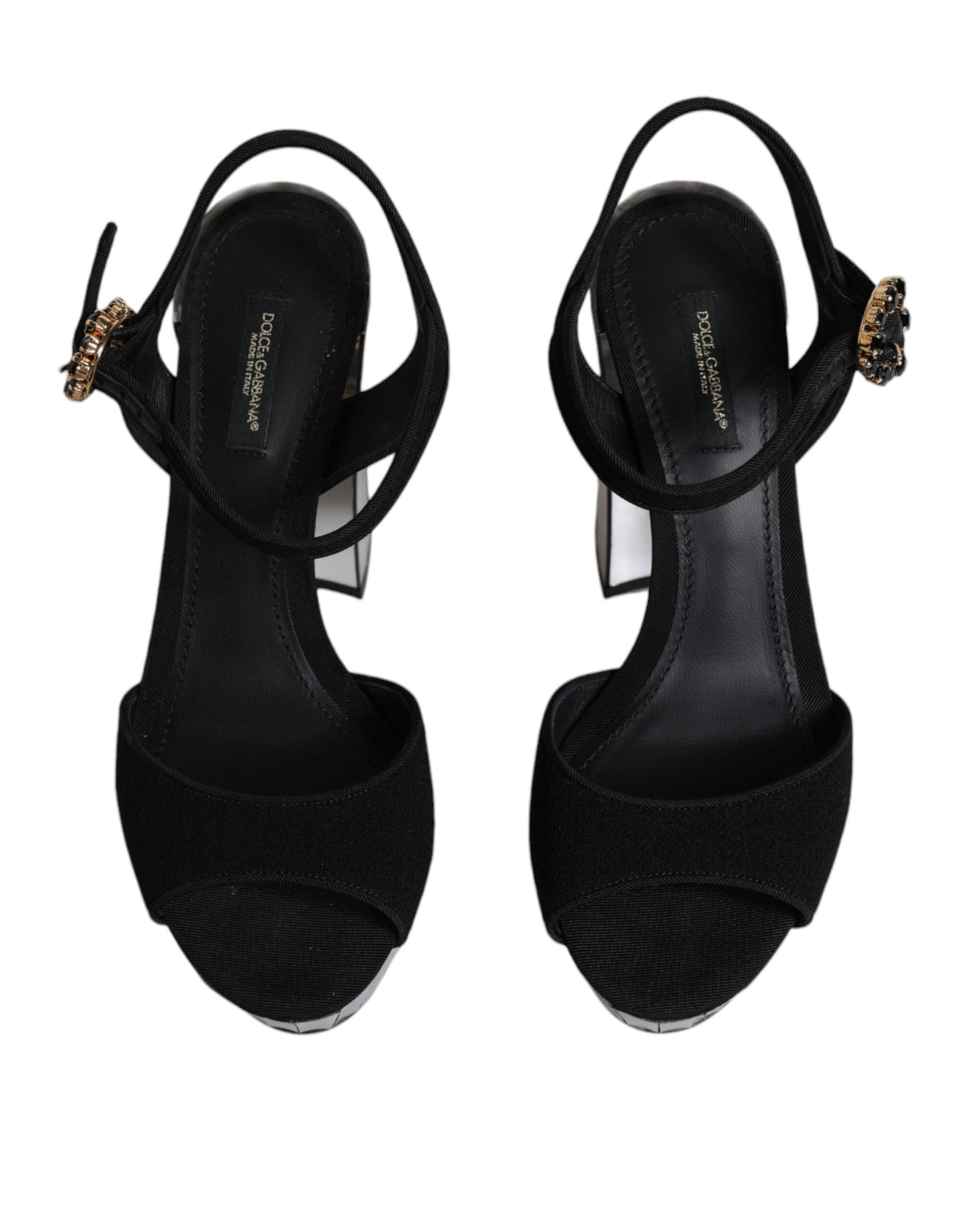 Dolce & Gabbana Black Mirror Heels Platform Sandals Shoes Dolce & Gabbana