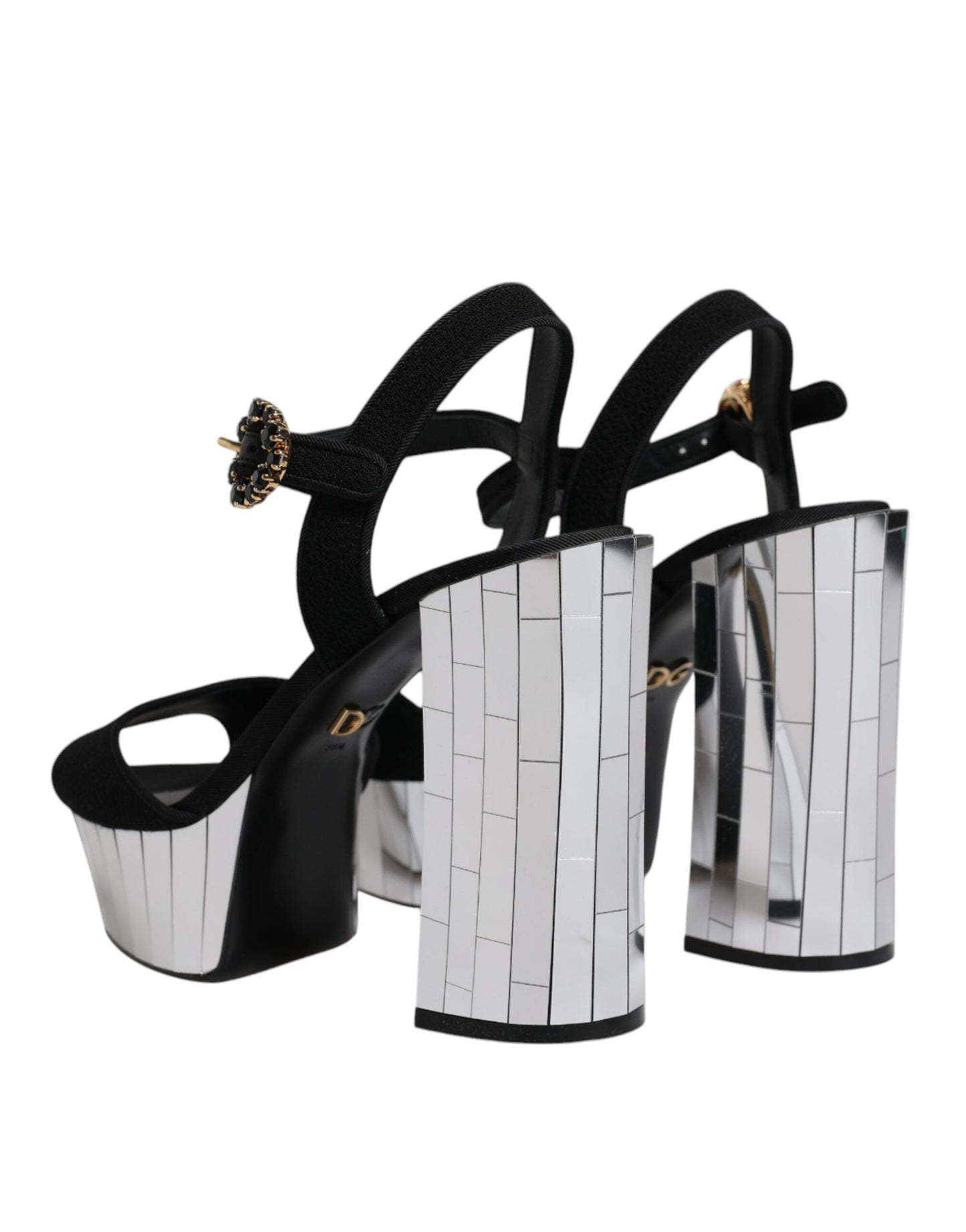 Dolce & Gabbana Black Mirror Heels Platform Sandals Shoes Dolce & Gabbana