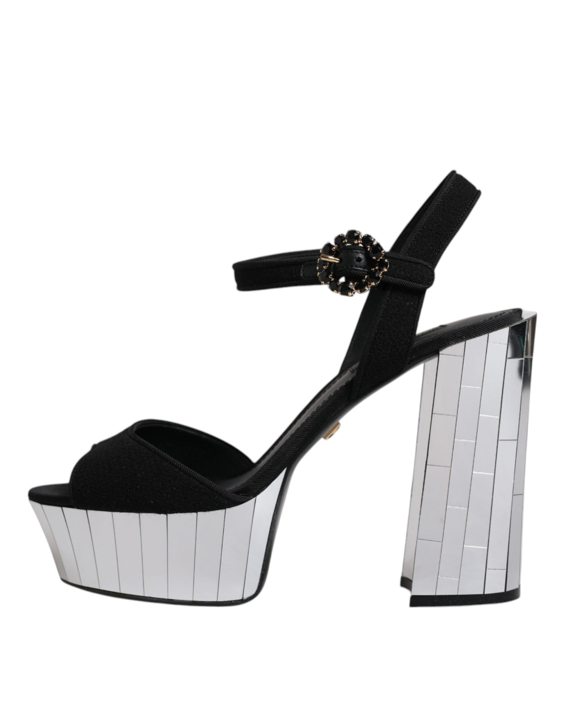 Dolce & Gabbana Black Mirror Heels Platform Sandals Shoes Dolce & Gabbana