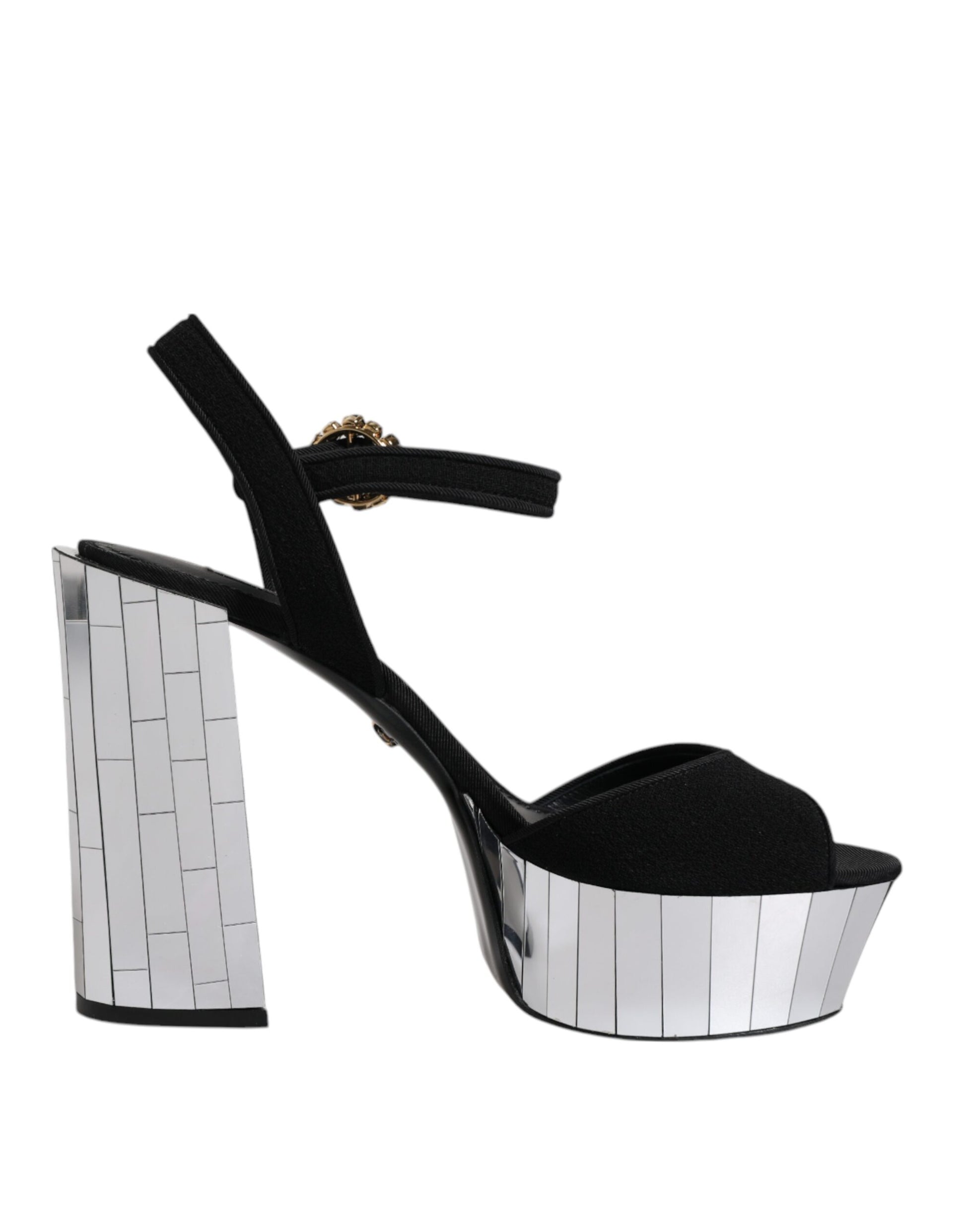 Dolce & Gabbana Black Mirror Heels Platform Sandals Shoes Dolce & Gabbana