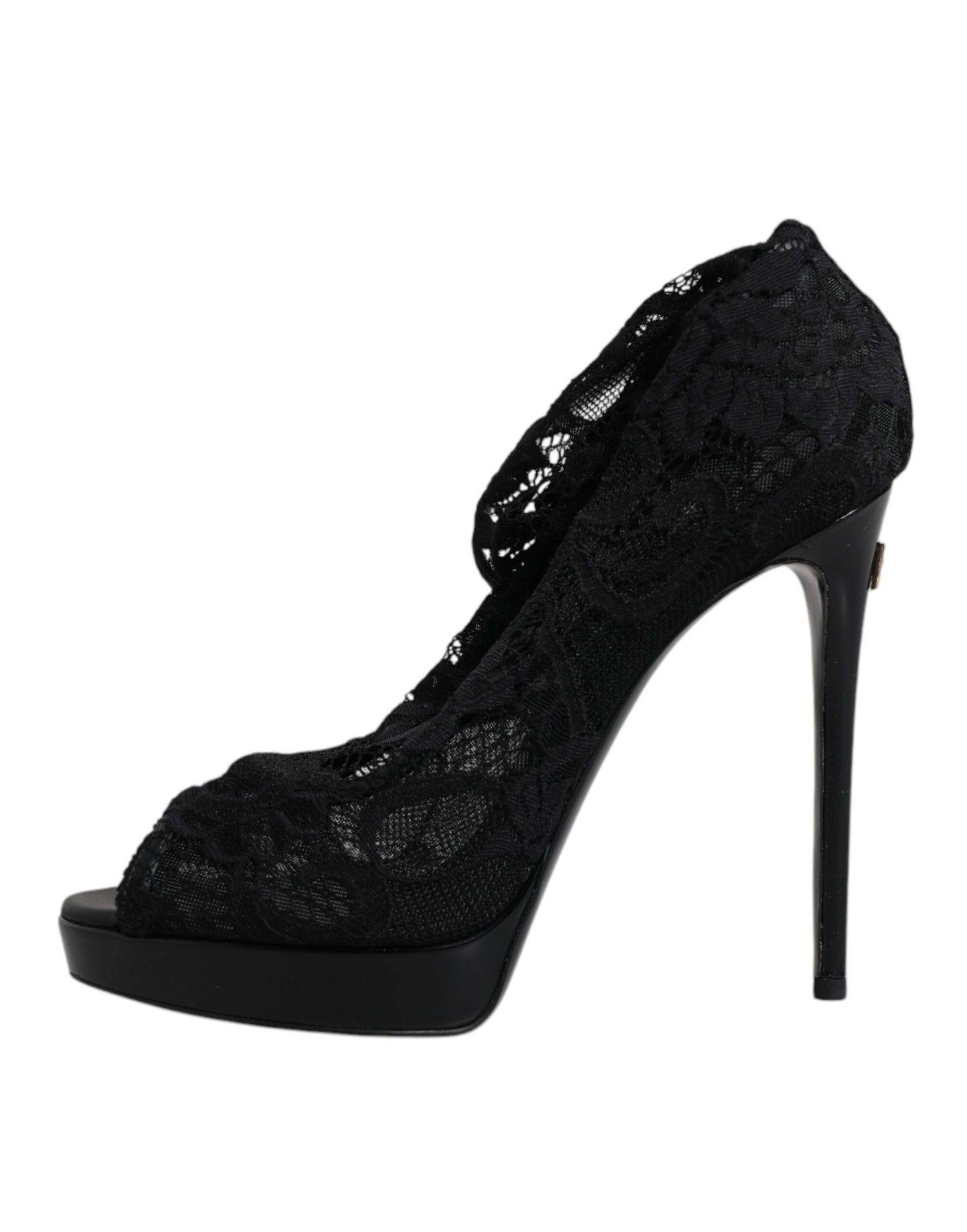 Dolce & Gabbana Black Stretch Taormina Lace Boots Shoes Dolce & Gabbana