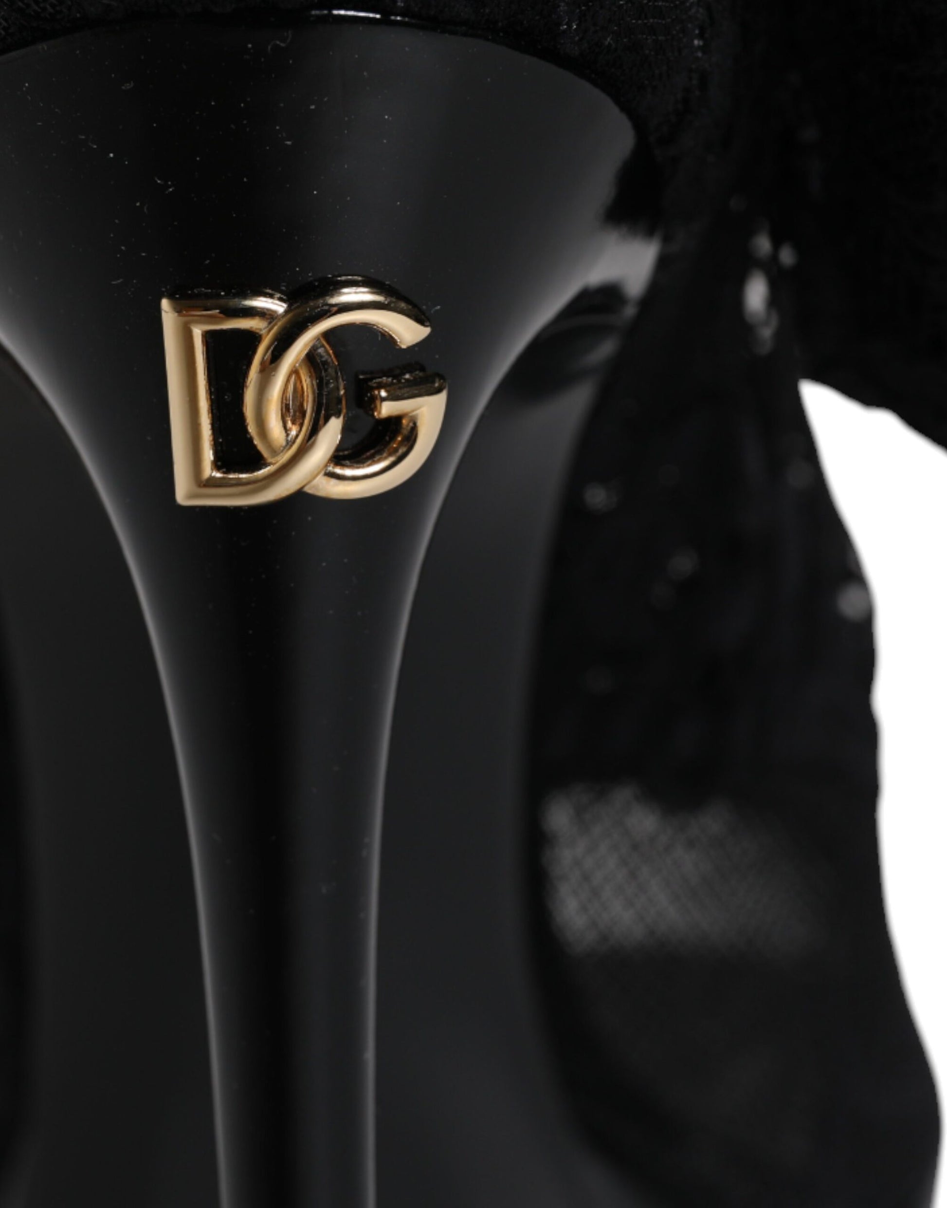 Dolce & Gabbana Black Stretch Taormina Lace Boots Shoes Dolce & Gabbana