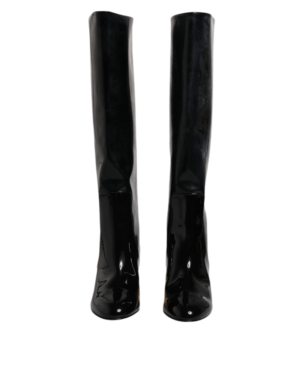 Dolce & Gabbana Black Patent Leather Vally High Boots Shoes - Eljoys Fashion 