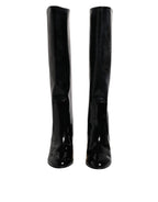 Dolce & Gabbana Black Patent Leather Vally High Boots Shoes - Eljoys Fashion 