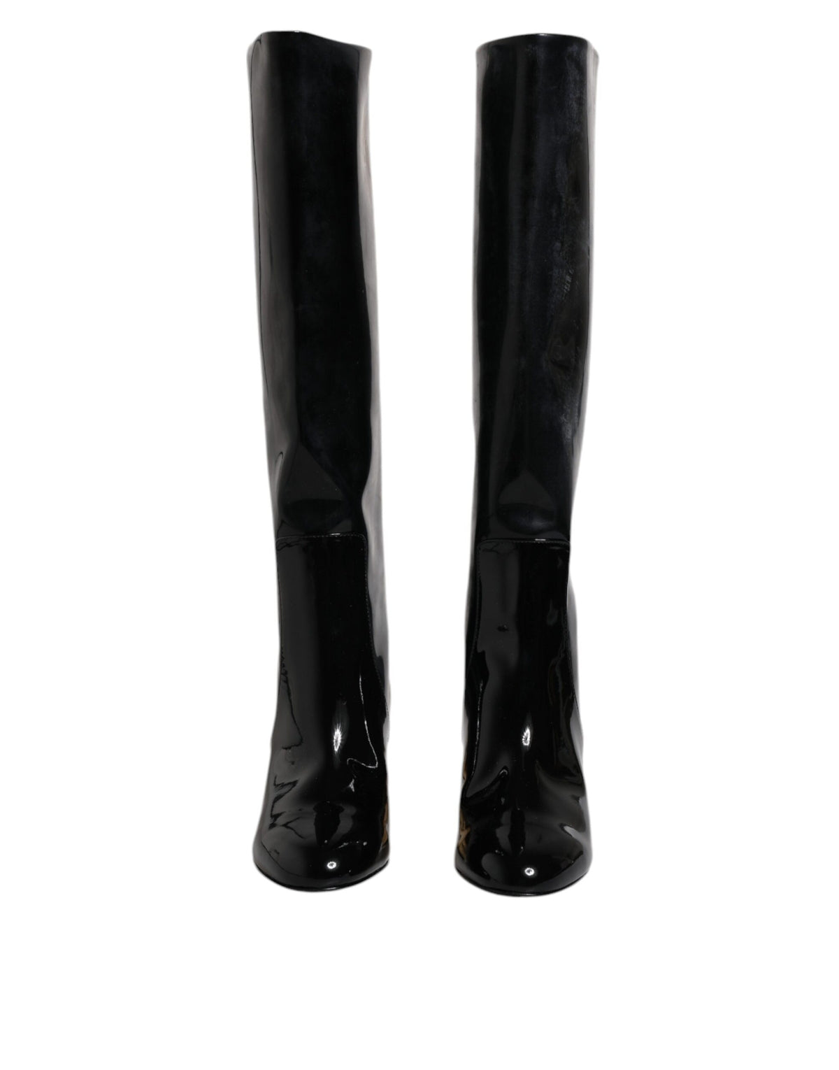 Dolce & Gabbana Black Patent Leather Vally High Boots Shoes - Eljoys Fashion 