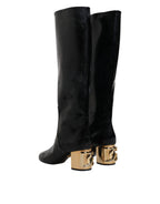 Dolce & Gabbana Black Patent Leather Vally High Boots Shoes - Eljoys Fashion 
