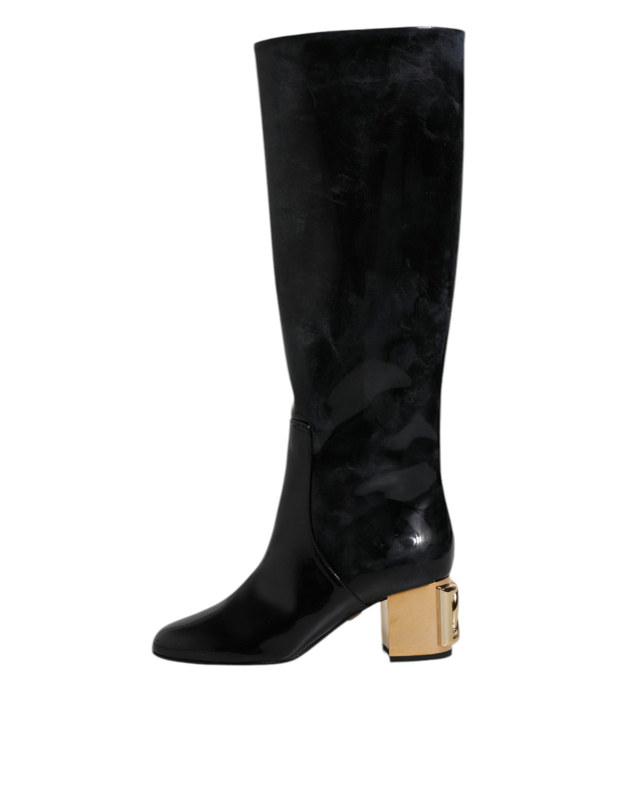 Dolce & Gabbana Black Patent Leather Vally High Boots Shoes - Eljoys Fashion 
