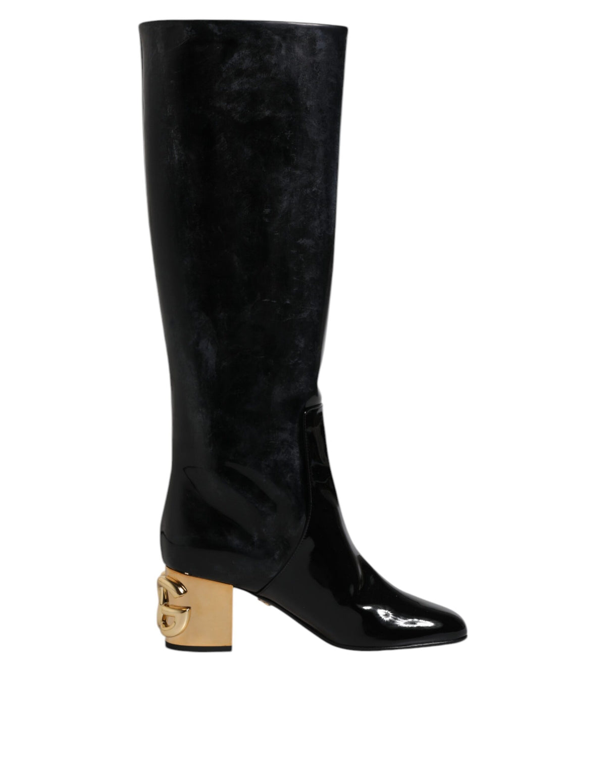 Dolce & Gabbana Black Patent Leather Vally High Boots Shoes - Eljoys Fashion 