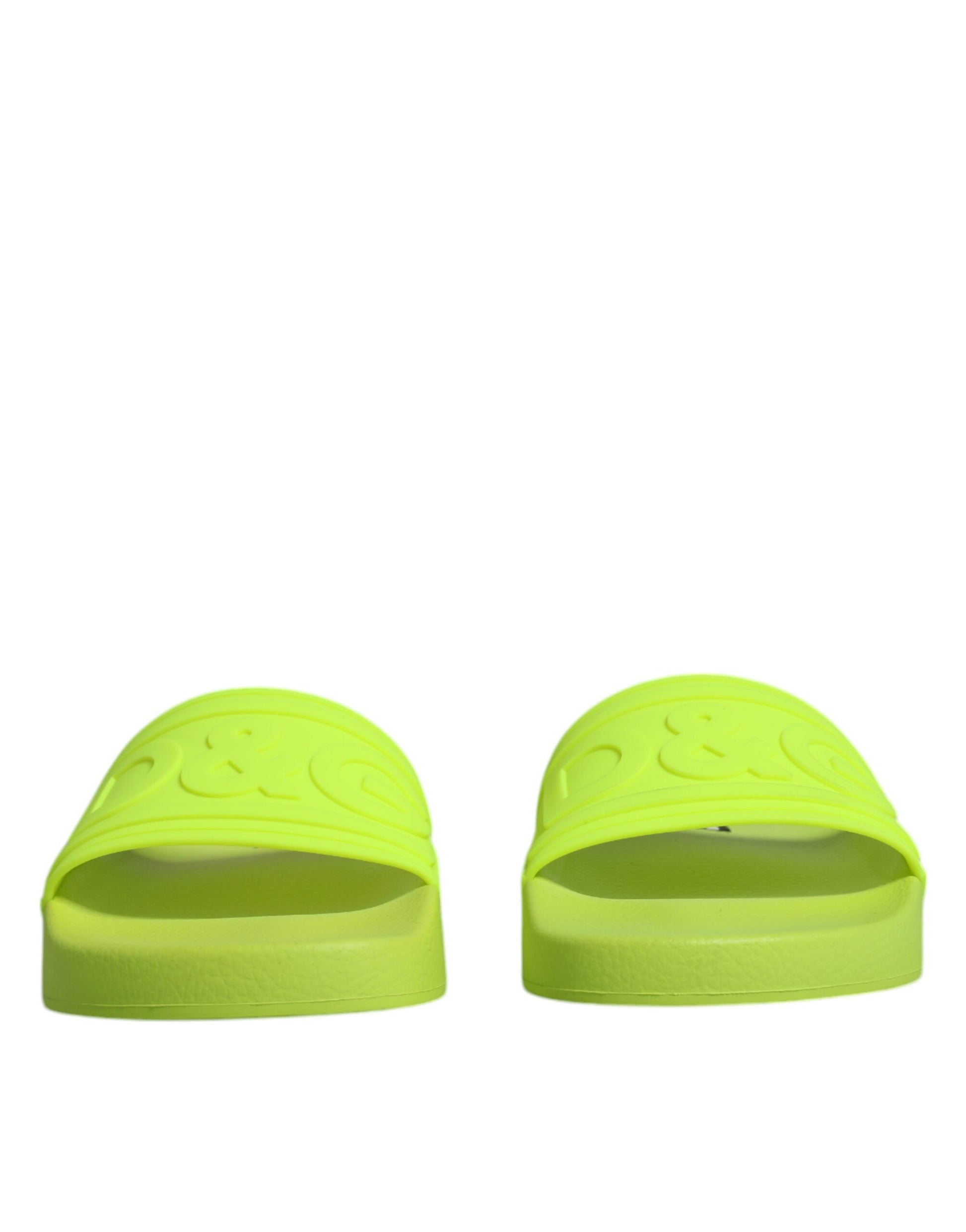 Dolce & Gabbana Green Rubber Slides Sandals Beachwear Shoes Dolce & Gabbana