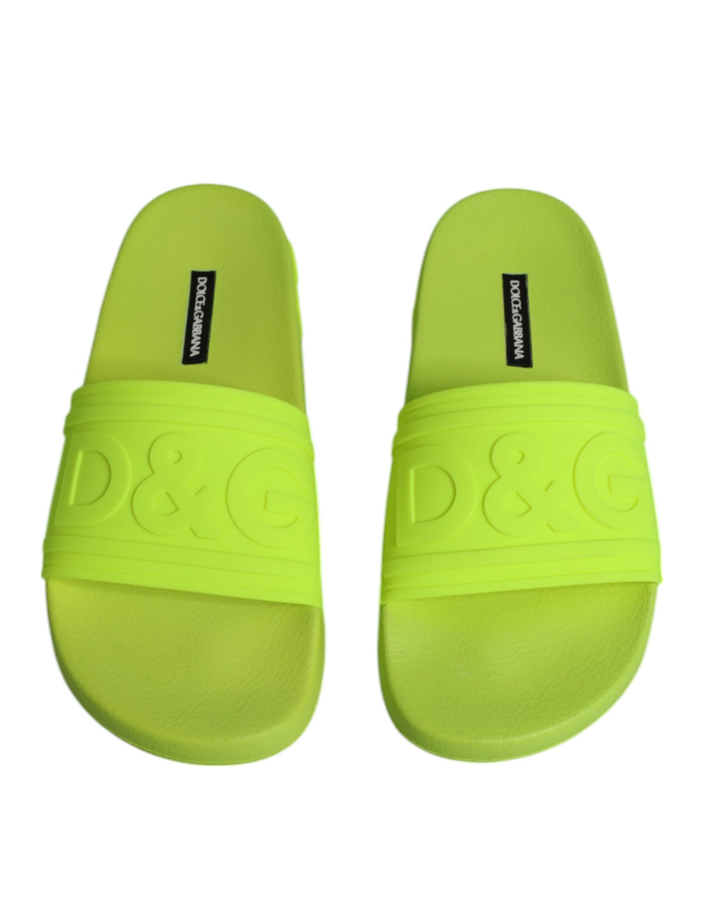 Dolce & Gabbana Green Rubber Slides Sandals Beachwear Shoes Dolce & Gabbana