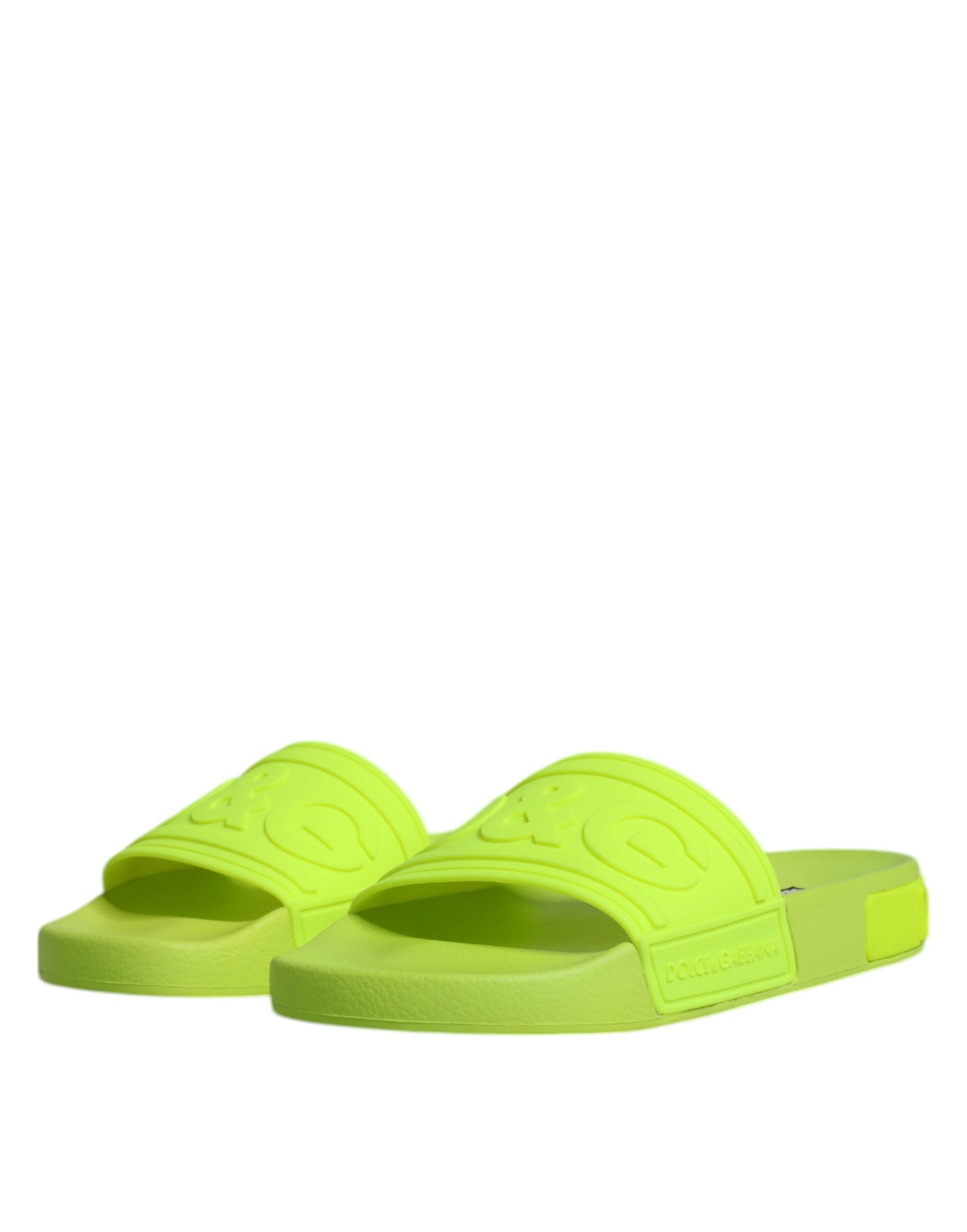Dolce & Gabbana Green Rubber Slides Sandals Beachwear Shoes Dolce & Gabbana